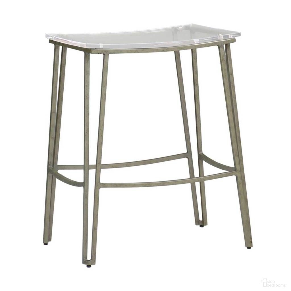 The appearance of Pierce 24.5 Inch Counter Height Stool In Antique Silver and Clear designed by Gabby in the transitional interior design. This antique silver/clear piece of furniture was selected by 1StopBedrooms from Pierce Collection to add a touch of cosiness and style into your home. Sku: SCH-155570. Material: Iron.