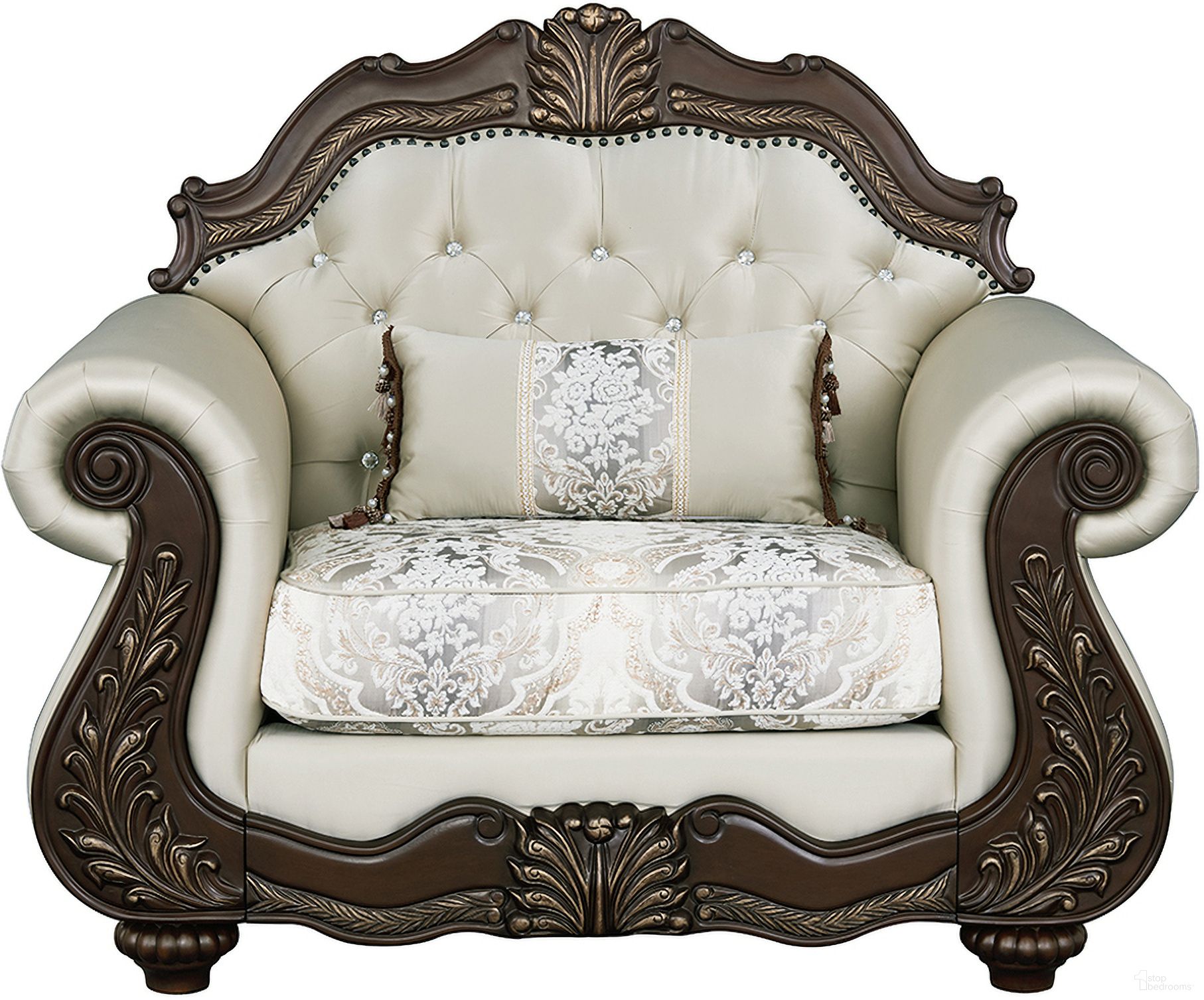 The appearance of Pierce Chair with Pillow In Beige and Cherry designed by ACME in the transitional interior design. This beige and cherry piece of furniture was selected by 1StopBedrooms from Pierce Collection to add a touch of cosiness and style into your home. Sku: LV03832-1;LV03832-2. Material: Wood.