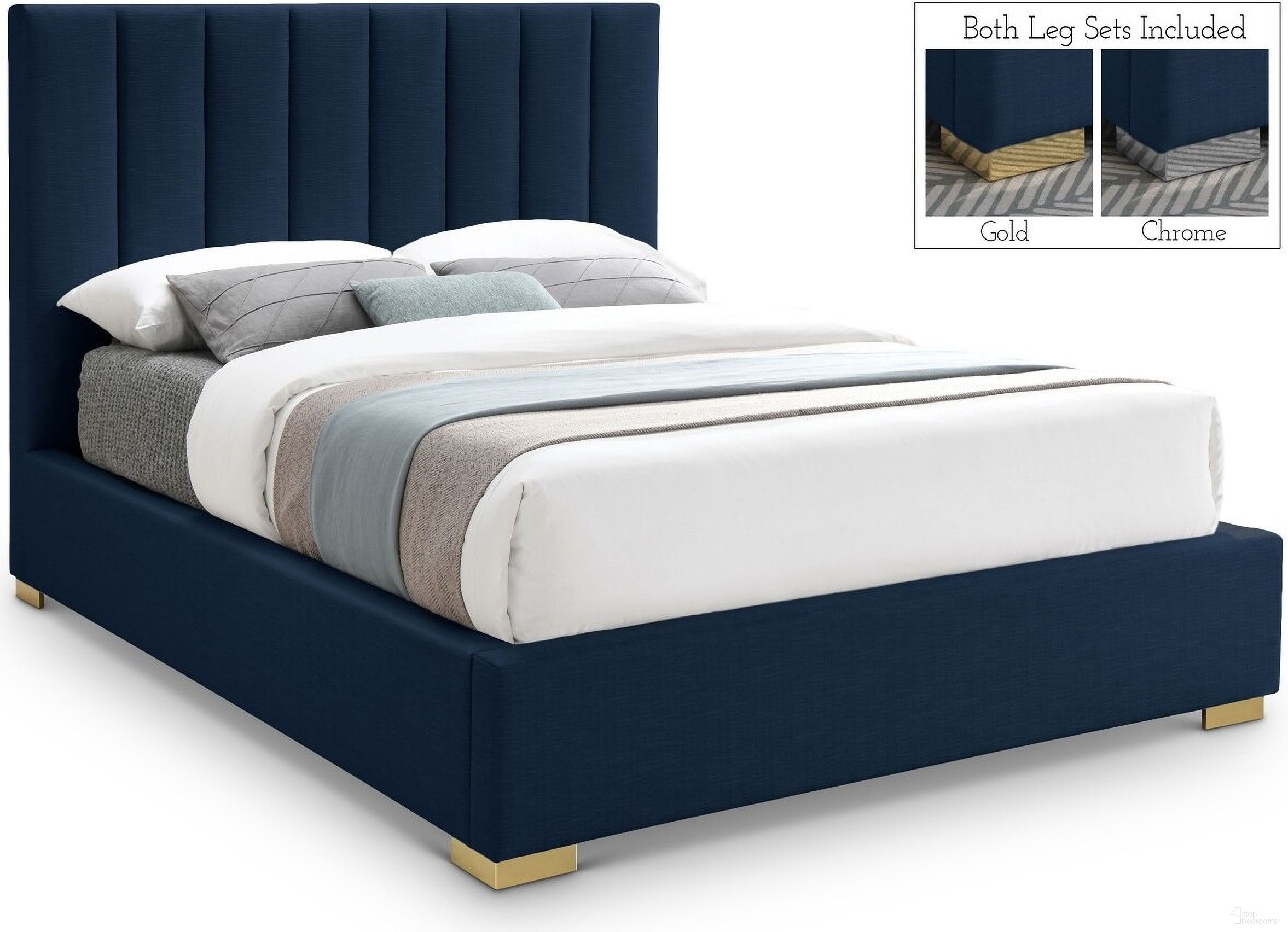 The appearance of Pierce Linen Textured Fabric Queen Bed In Navy designed by Meridian in the transitional interior design. This navy piece of furniture was selected by 1StopBedrooms from Pierce Collection to add a touch of cosiness and style into your home. Sku: PierceNavy-Q Box 1/2 (Headboard);PierceNavy-Q Box 2/2 (Footboard / Side Rails / Slats). Bed Type: Panel Bed. Material: Wood. Bed Size: Queen.