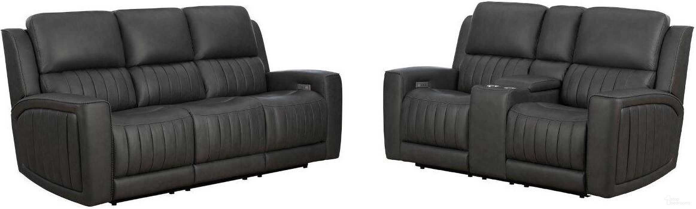 The appearance of Pierce Living Room Set In Dark Gray designed by BarcaLounger in the modern / contemporary interior design. This dark gray piece of furniture  was selected by 1StopBedrooms from Pierce Collection to add a touch of cosiness and style into your home. Sku: 39PHL1303376196;39PHL1303376196. Material: Leather.
