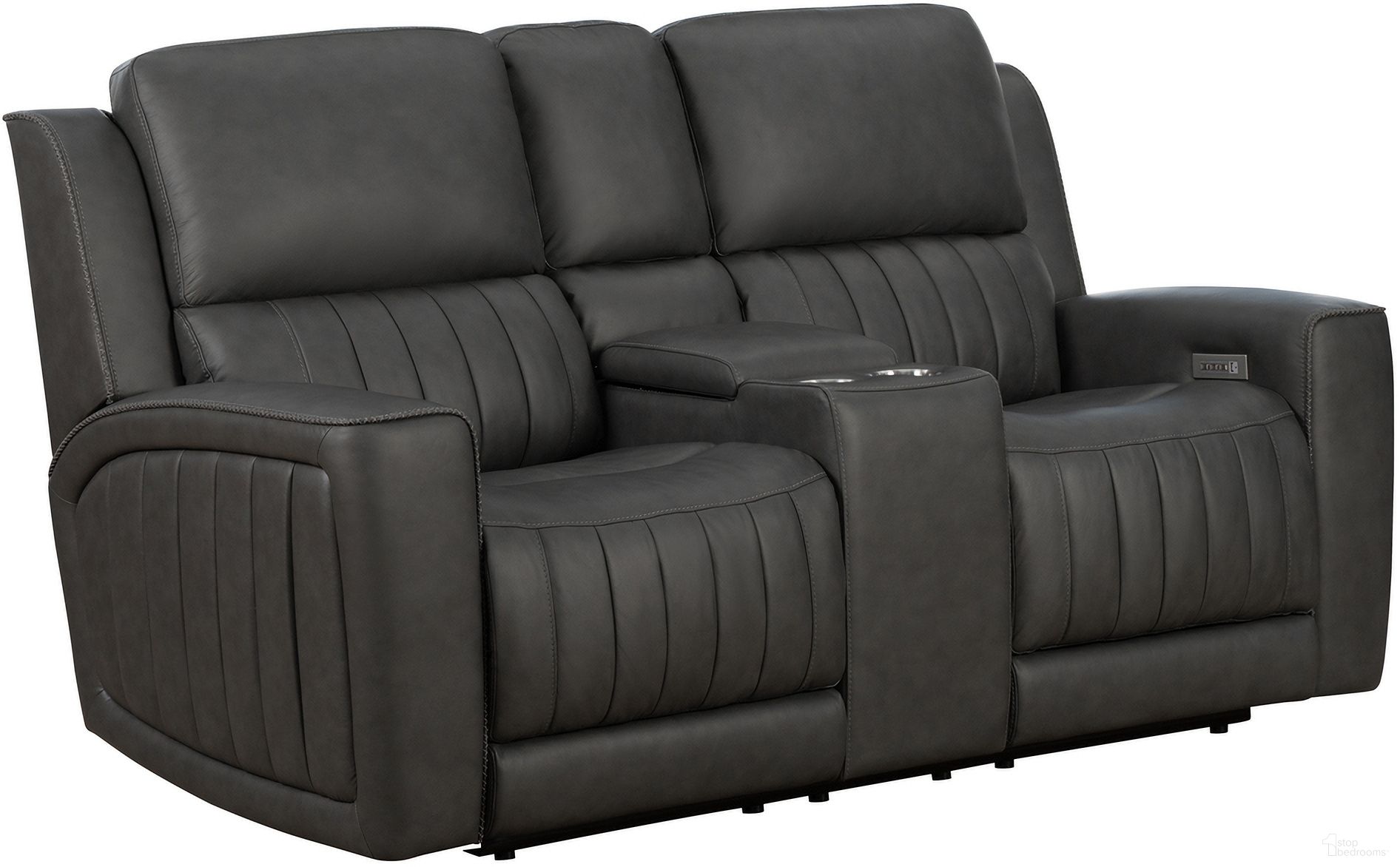 The appearance of Pierce Zero Gravity Power Reclining Loveseat with Power Head Rests In Dark Gray designed by BarcaLounger in the modern / contemporary interior design. This dark gray piece of furniture  was selected by 1StopBedrooms from Pierce Collection to add a touch of cosiness and style into your home. Sku: 24PHL1303376196. Material: Leather.