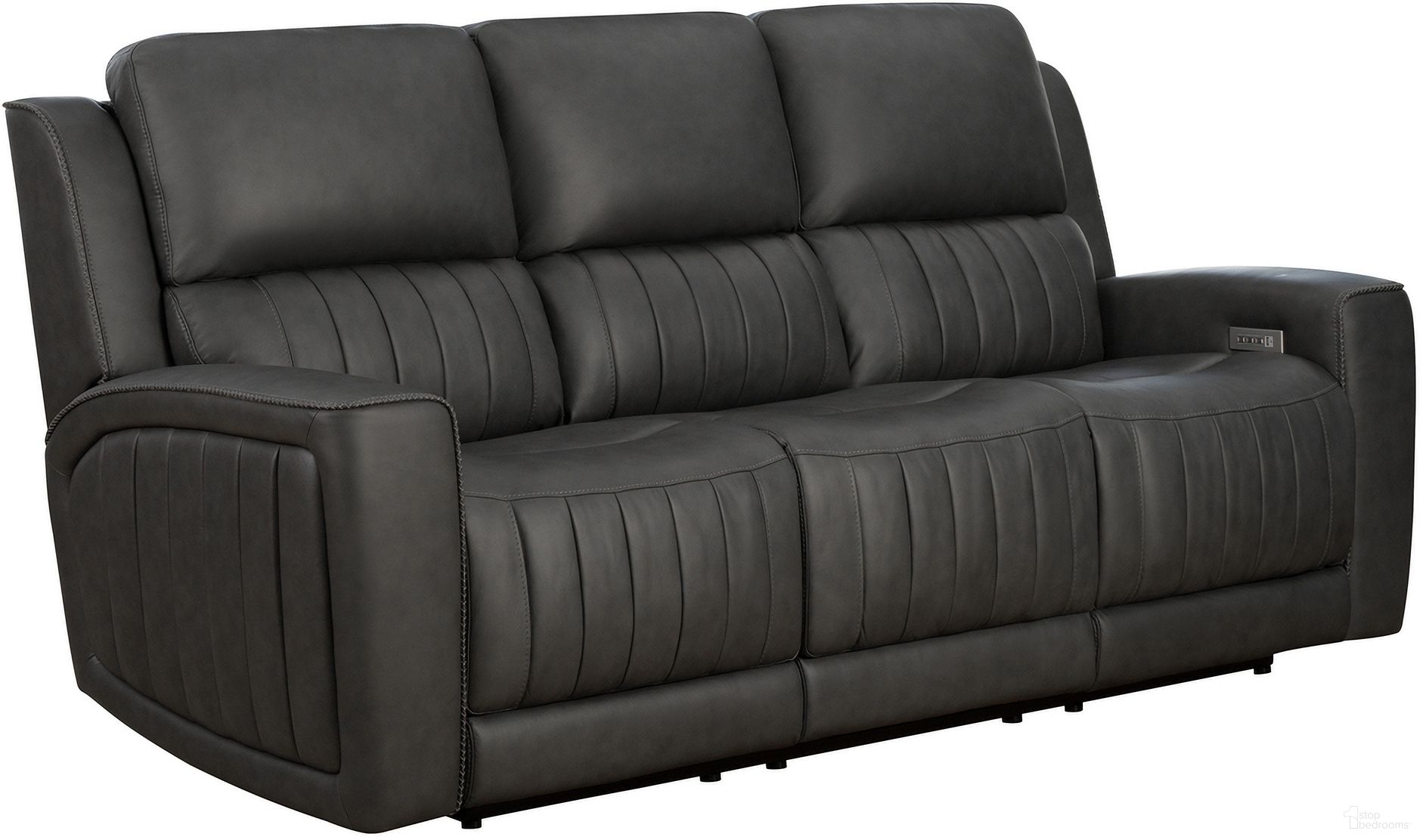The appearance of Pierce Zero Gravity Power Reclining Sofa with Power Head Rests In Dark Gray designed by BarcaLounger in the modern / contemporary interior design. This dark gray piece of furniture  was selected by 1StopBedrooms from Pierce Collection to add a touch of cosiness and style into your home. Sku: 39PHL1303376196. Material: Leather.