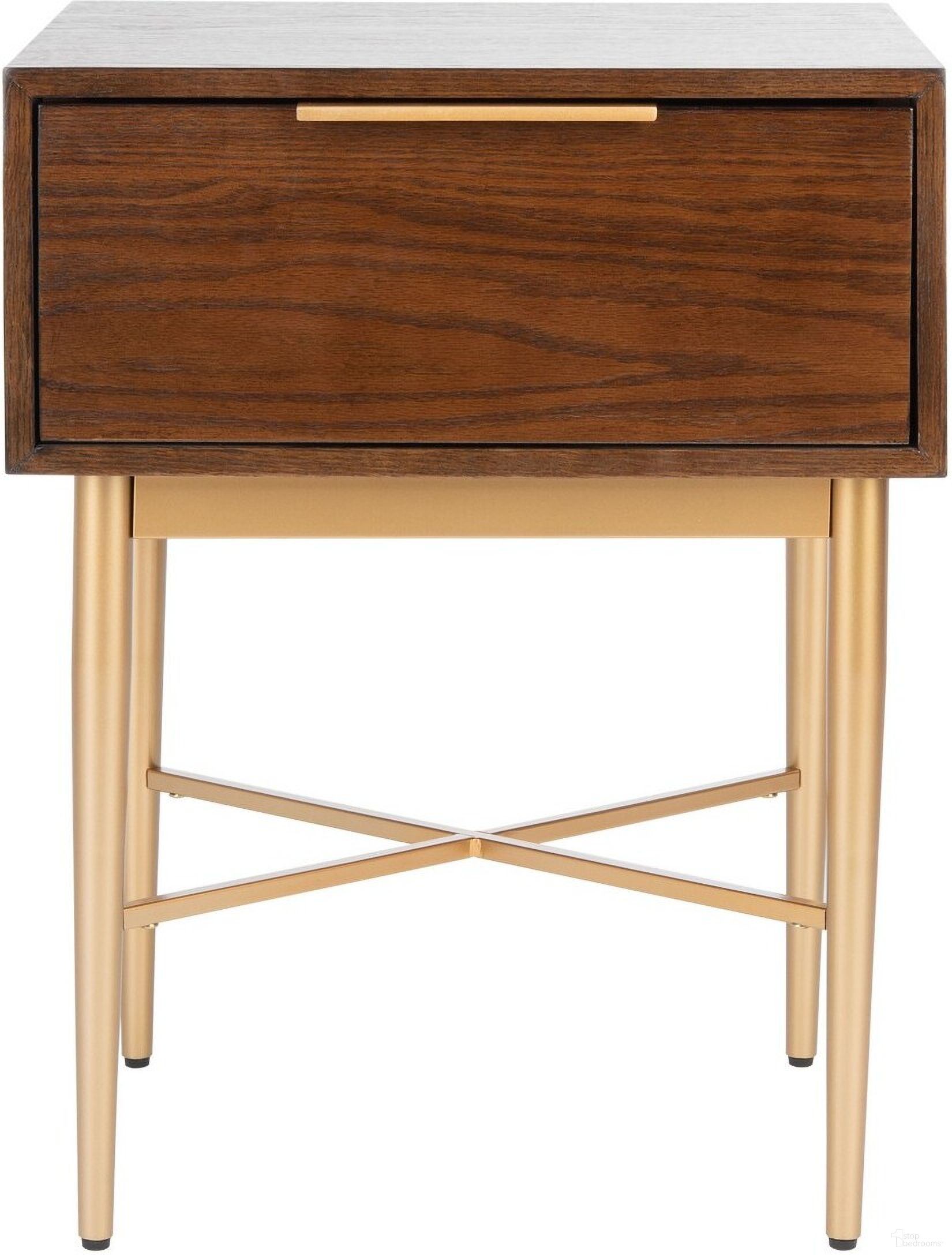 Pierre One Drawer Nightstand in Gold/Walnut