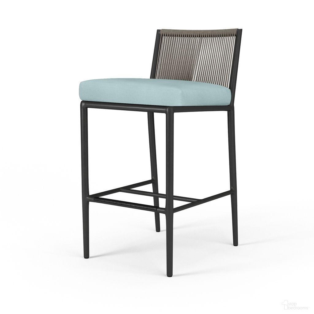 The appearance of Pietra Barstool in Dupione Celeste designed by Sunset West in the modern / contemporary interior design. This dupione celeste piece of furniture  was selected by 1StopBedrooms from Pietra Collection to add a touch of cosiness and style into your home. Sku: SW4601-7B-8067. Material: Olefin Rope.