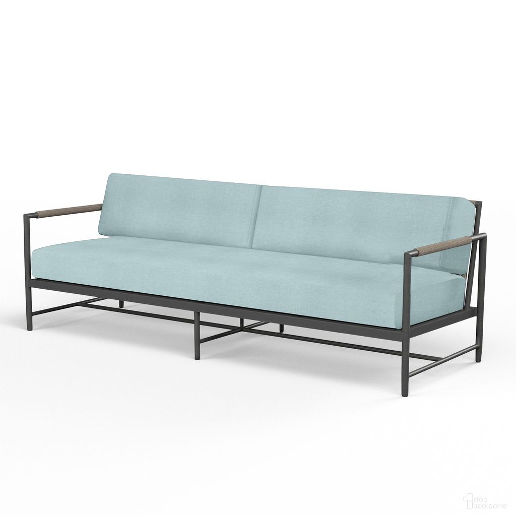 The appearance of Pietra Sofa in Dupione Celeste designed by Sunset West in the modern / contemporary interior design. This dupione celeste piece of furniture  was selected by 1StopBedrooms from Pietra Collection to add a touch of cosiness and style into your home. Sku: SW4601-23-8067. Material: Olefin Rope.