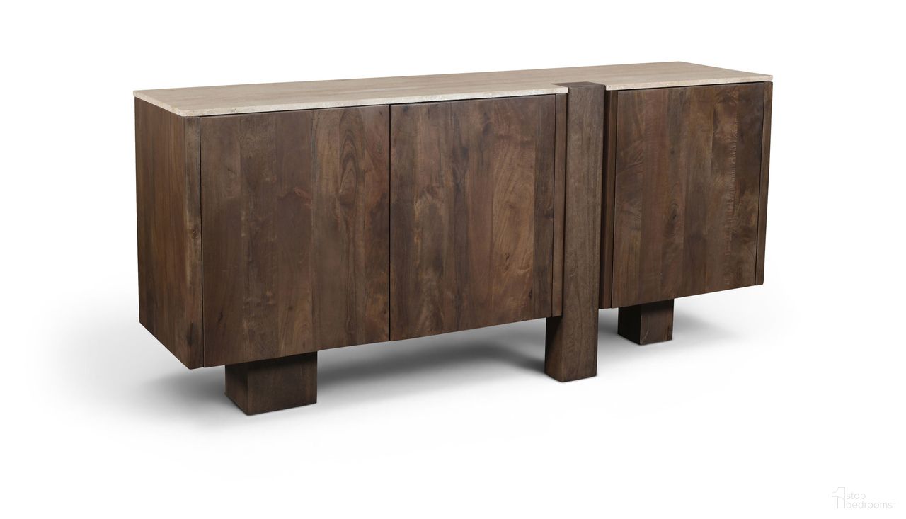 Pietra Travertine and Mango Wood Sideboard In Brown