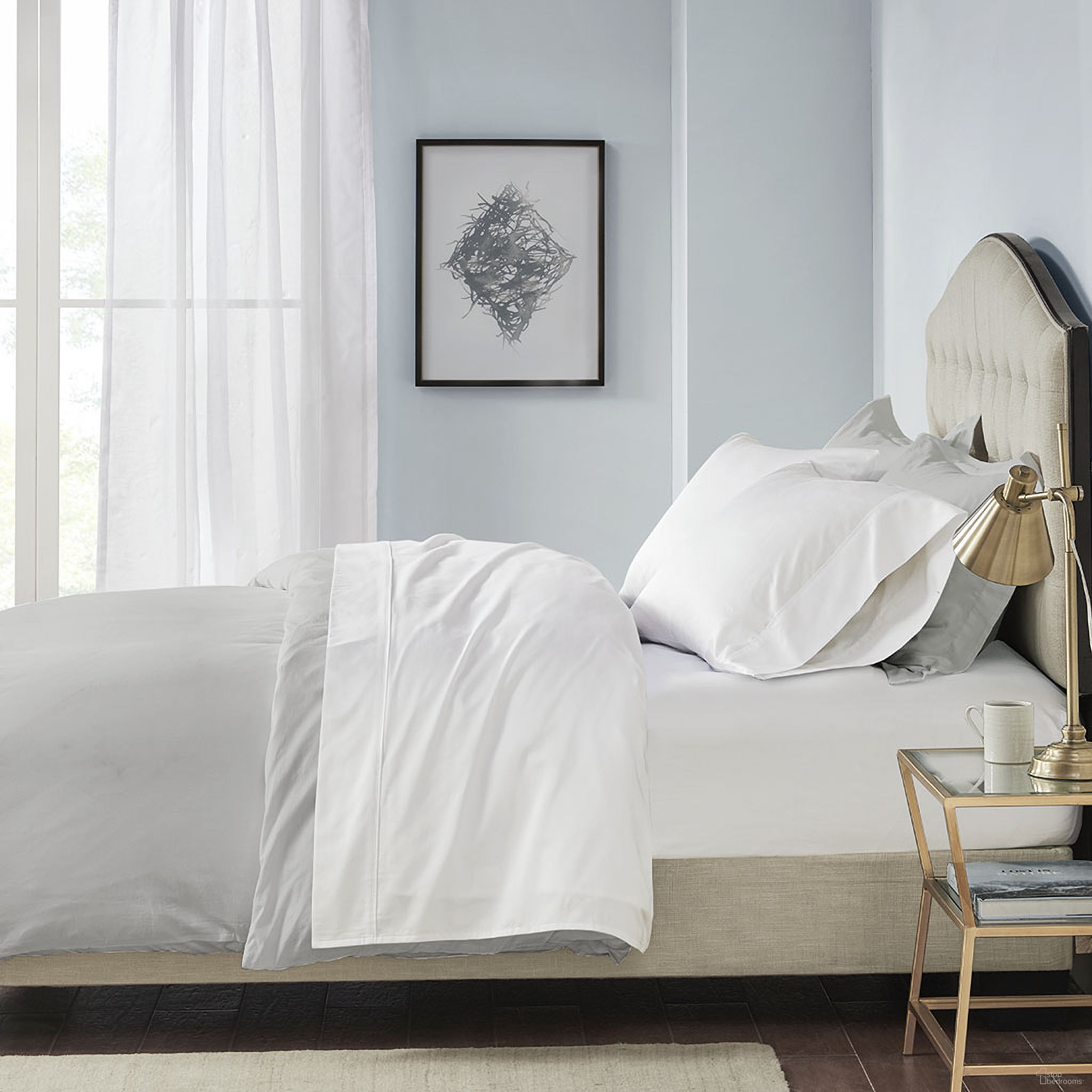 The appearance of Pima Cotton Sateen 4 Piece California King Sheet Set In White designed by Olliix in the transitional interior design. This white piece of furniture was selected by 1StopBedrooms from 600 Thread Count Collection to add a touch of cosiness and style into your home. Sku: PC20-142. Bed Size: California King. Material: Cotton.
