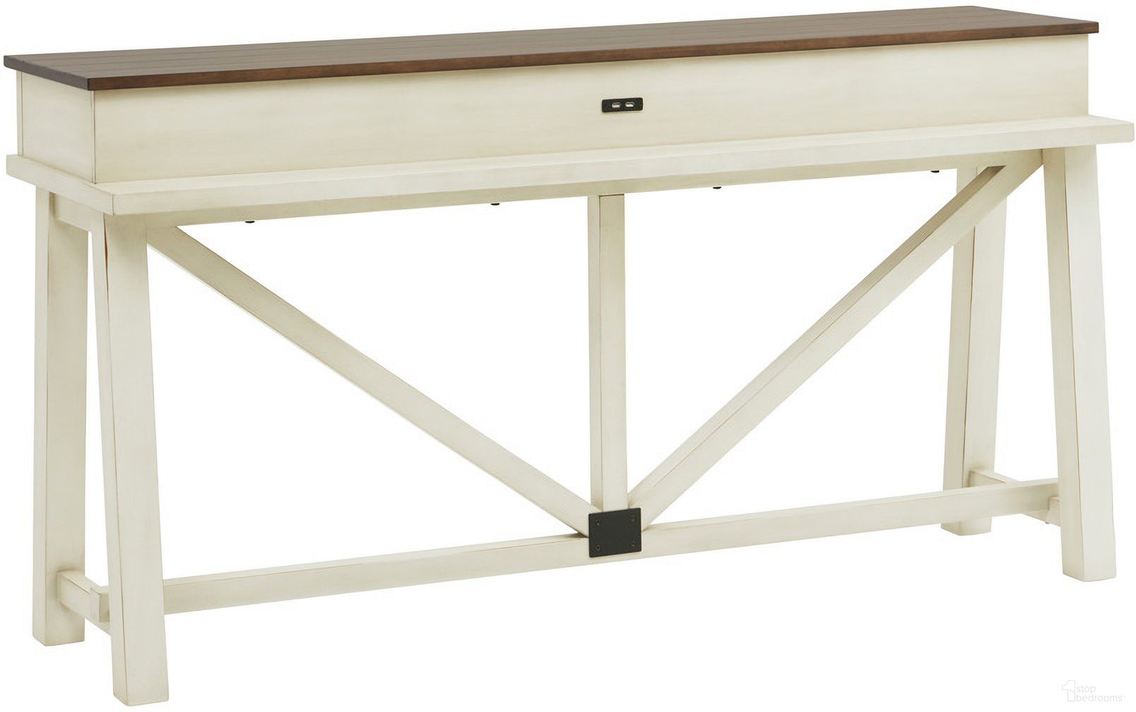 Pinebrook Console Bar Table In Prairie White