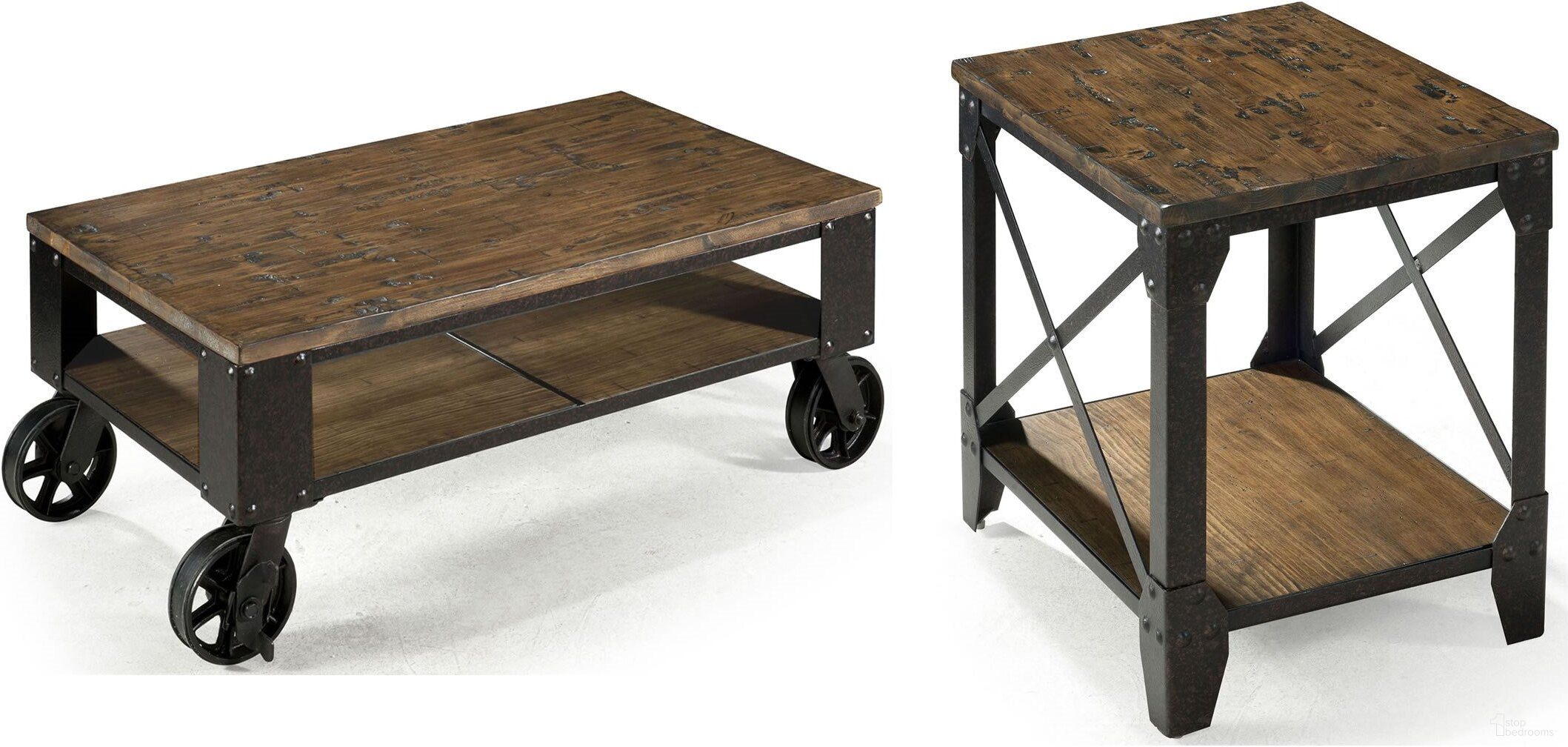 The appearance of Pinebrook Occasional Table Set designed by Magnussen in the transitional interior design. This brown piece of furniture  was selected by 1StopBedrooms from Pinebrook Collection to add a touch of cosiness and style into your home. Sku: T1755-43;T1755-04. Material: Pine.