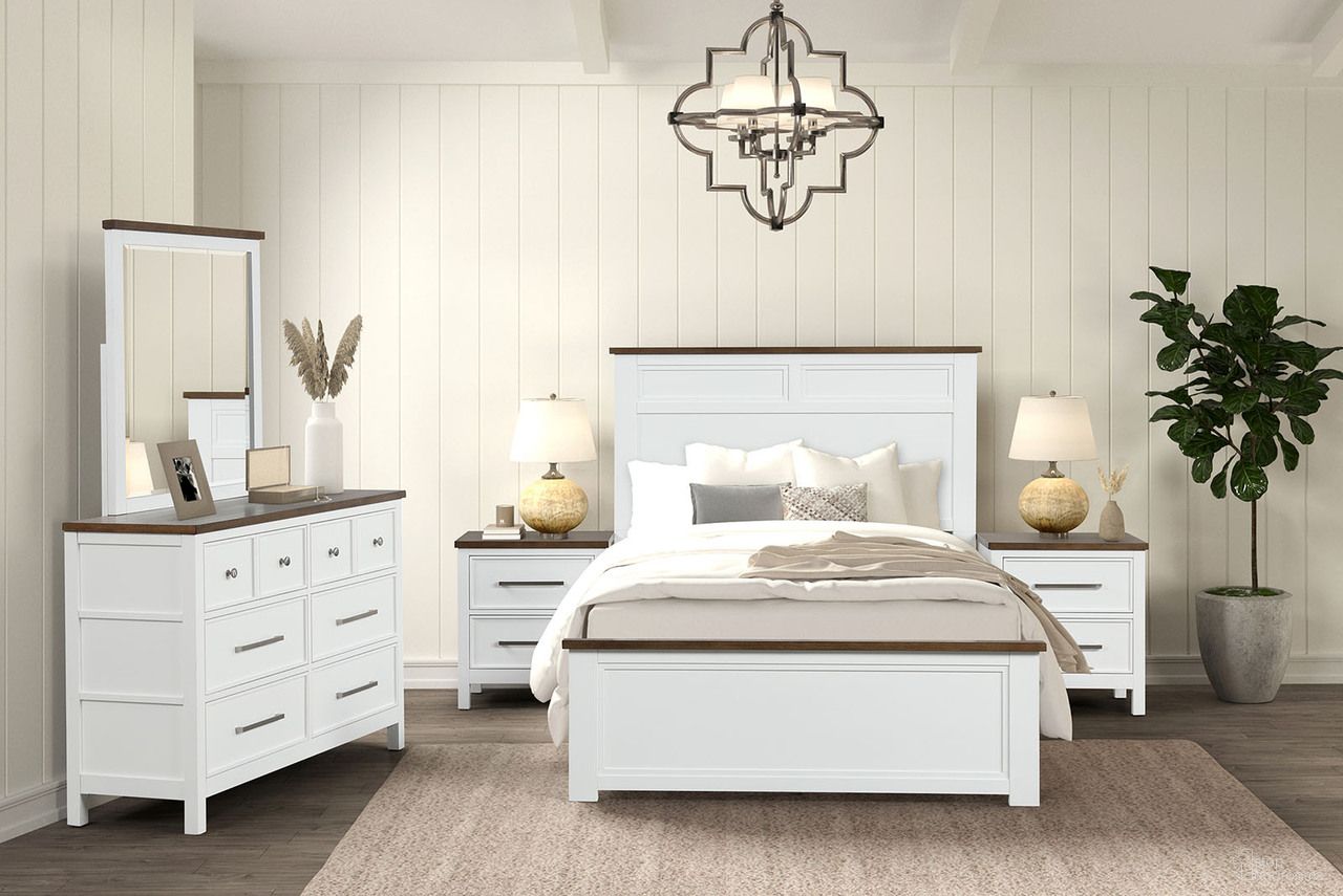 Pinetop Twin Bed In White and Dark Brown