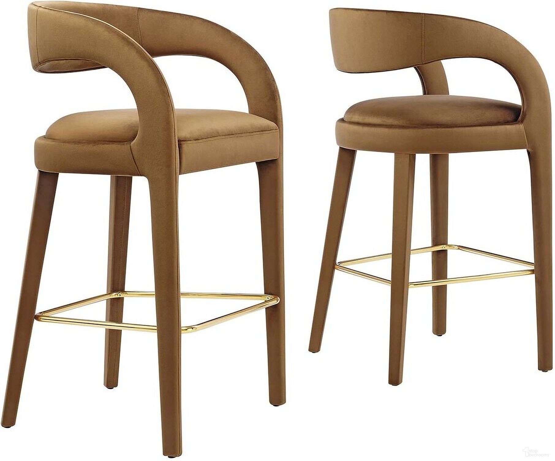 The appearance of Pinnacle Performance Velvet Bar Stool Set of 2 In Brown/Gold designed by Modway in the modern / contemporary interior design. This brown/gold piece of furniture was selected by 1StopBedrooms from Pinnacle Collection to add a touch of cosiness and style into your home. Sku: EEI-6569-BRN-GLD. Material: Rubberwood.