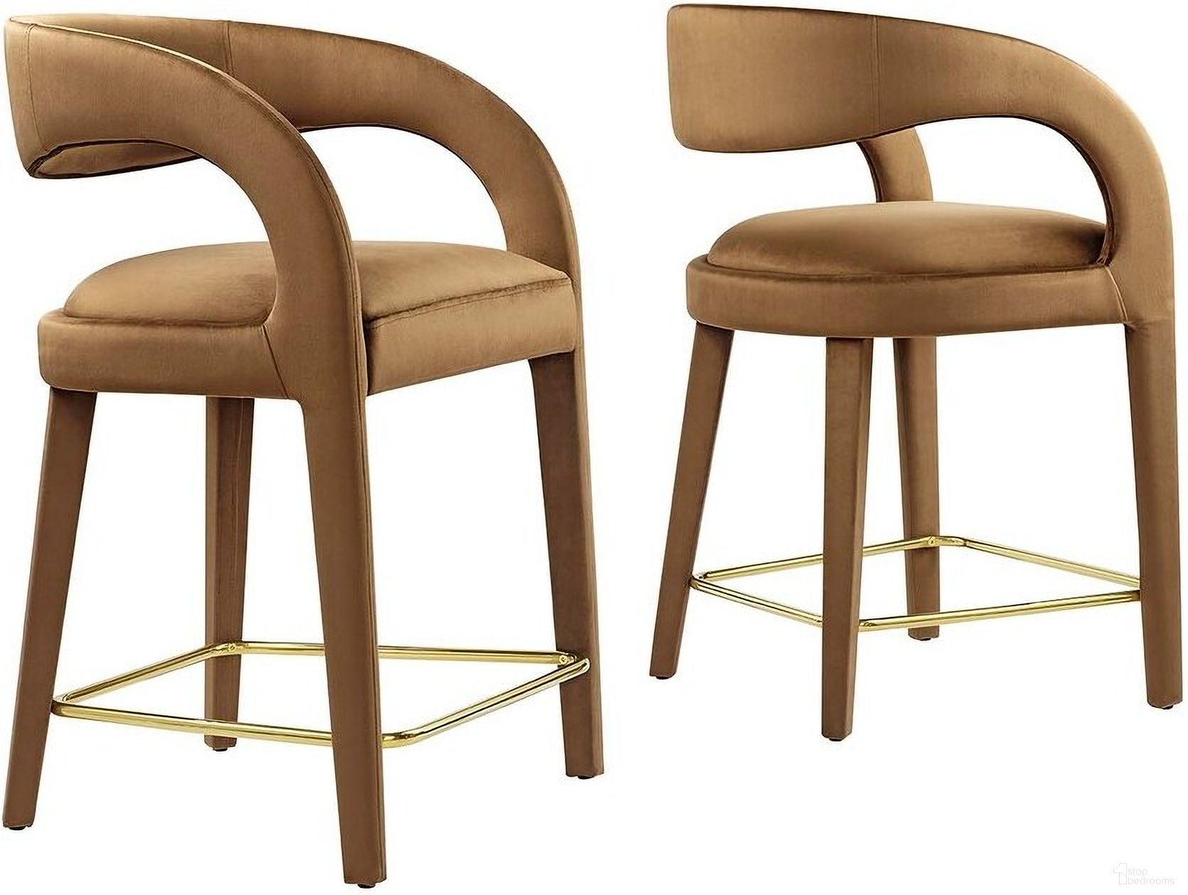 The appearance of Pinnacle Performance Velvet Counter Stool Set of 2 In Brown/Gold designed by Modway in the modern / contemporary interior design. This brown/gold piece of furniture was selected by 1StopBedrooms from Pinnacle Collection to add a touch of cosiness and style into your home. Sku: EEI-6566-BRN-GLD. Material: Rubberwood.