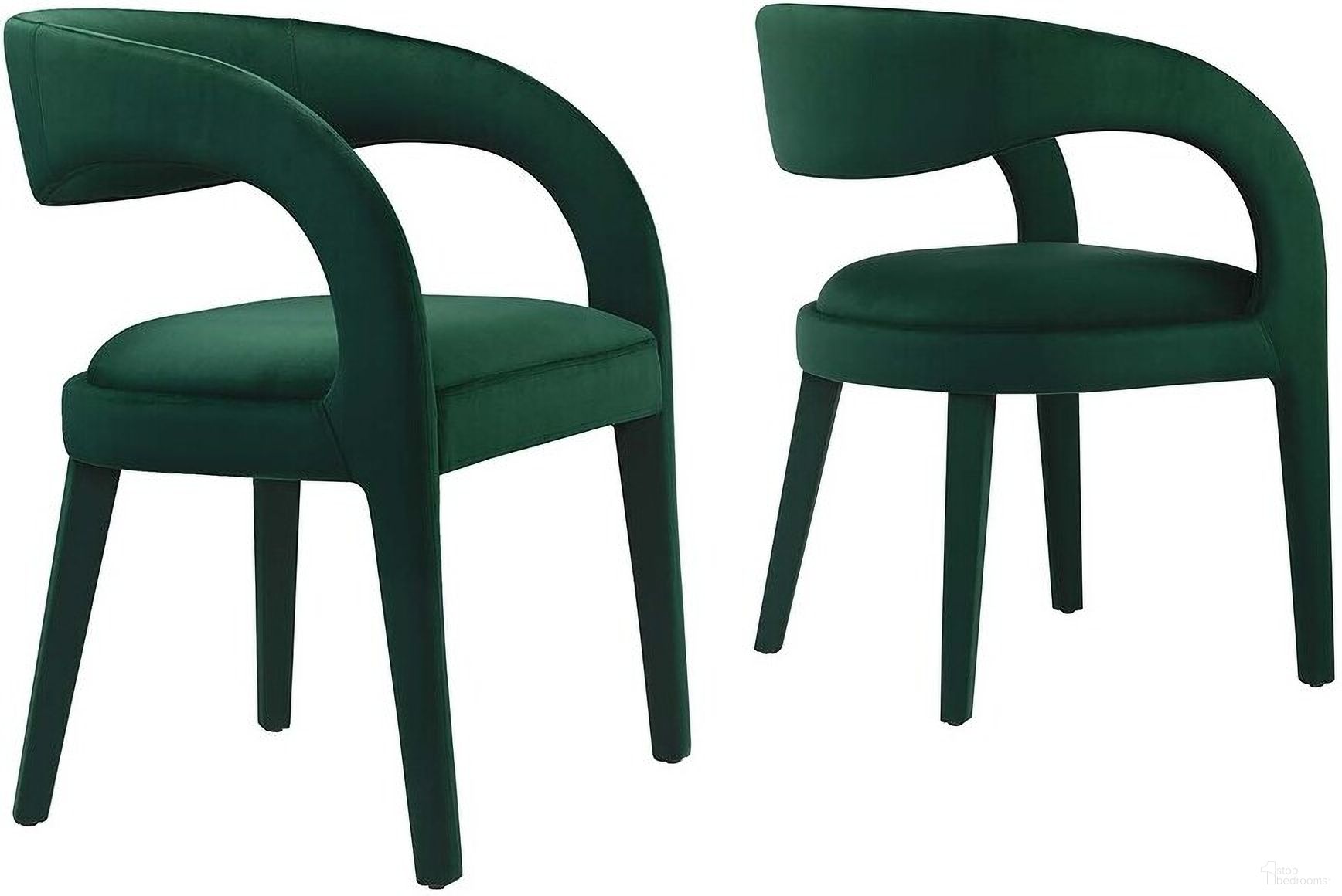 The appearance of Pinnacle Performance Velvet Dining Chair Set of 2 In Green designed by Modway in the modern / contemporary interior design. This green piece of furniture was selected by 1StopBedrooms from Pinnacle Collection to add a touch of cosiness and style into your home. Sku: EEI-6563-GRN. Material: Rubberwood. Chair Type: Arm Chair.