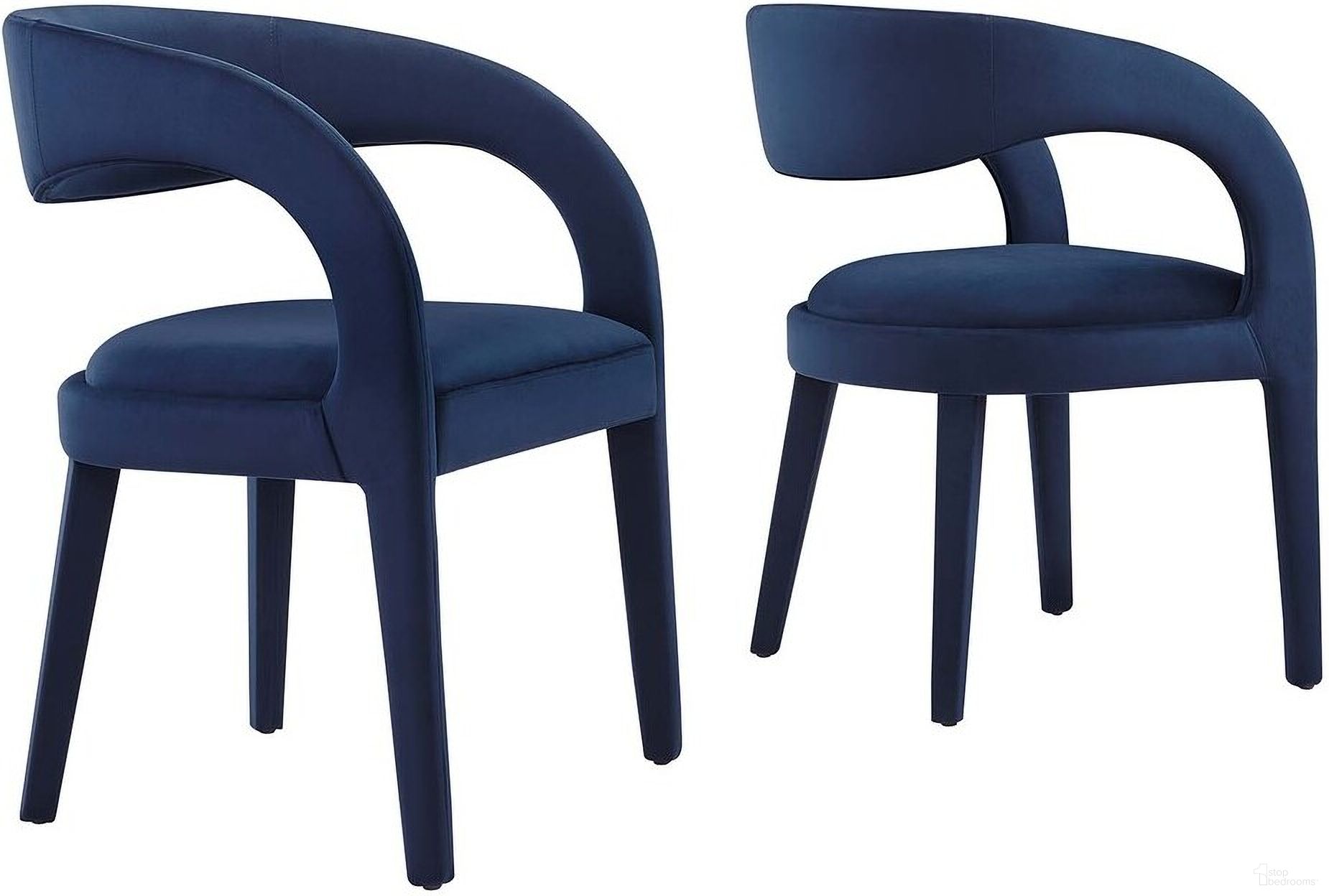 The appearance of Pinnacle Performance Velvet Dining Chair Set of 2 In Midnight Blue designed by Modway in the modern / contemporary interior design. This midnight blue piece of furniture was selected by 1StopBedrooms from Pinnacle Collection to add a touch of cosiness and style into your home. Sku: EEI-6563-MID. Material: Rubberwood. Chair Type: Arm Chair.