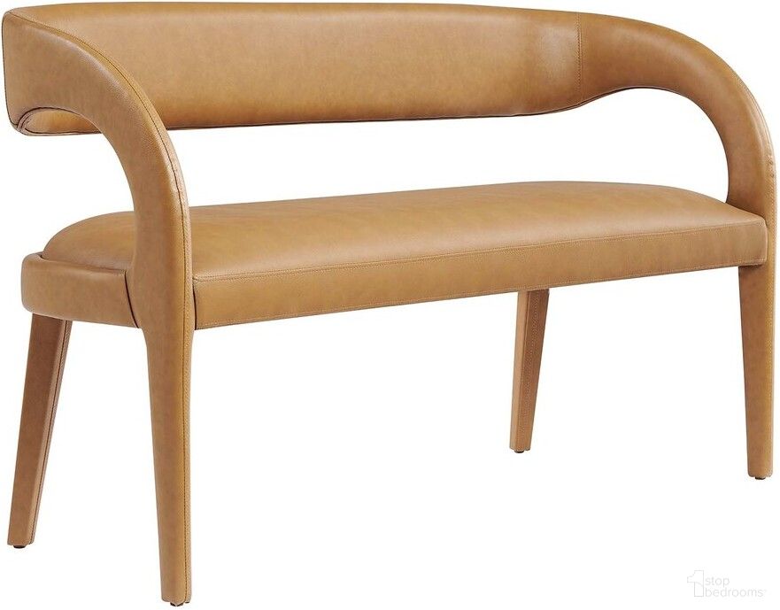 The appearance of Pinnacle Vegan Leather Accent Bench In Tan designed by Modway in the modern / contemporary interior design. This tan piece of furniture  was selected by 1StopBedrooms from Pinnacle Collection to add a touch of cosiness and style into your home. Sku: EEI-6570-TAN. Material: Rubberwood.