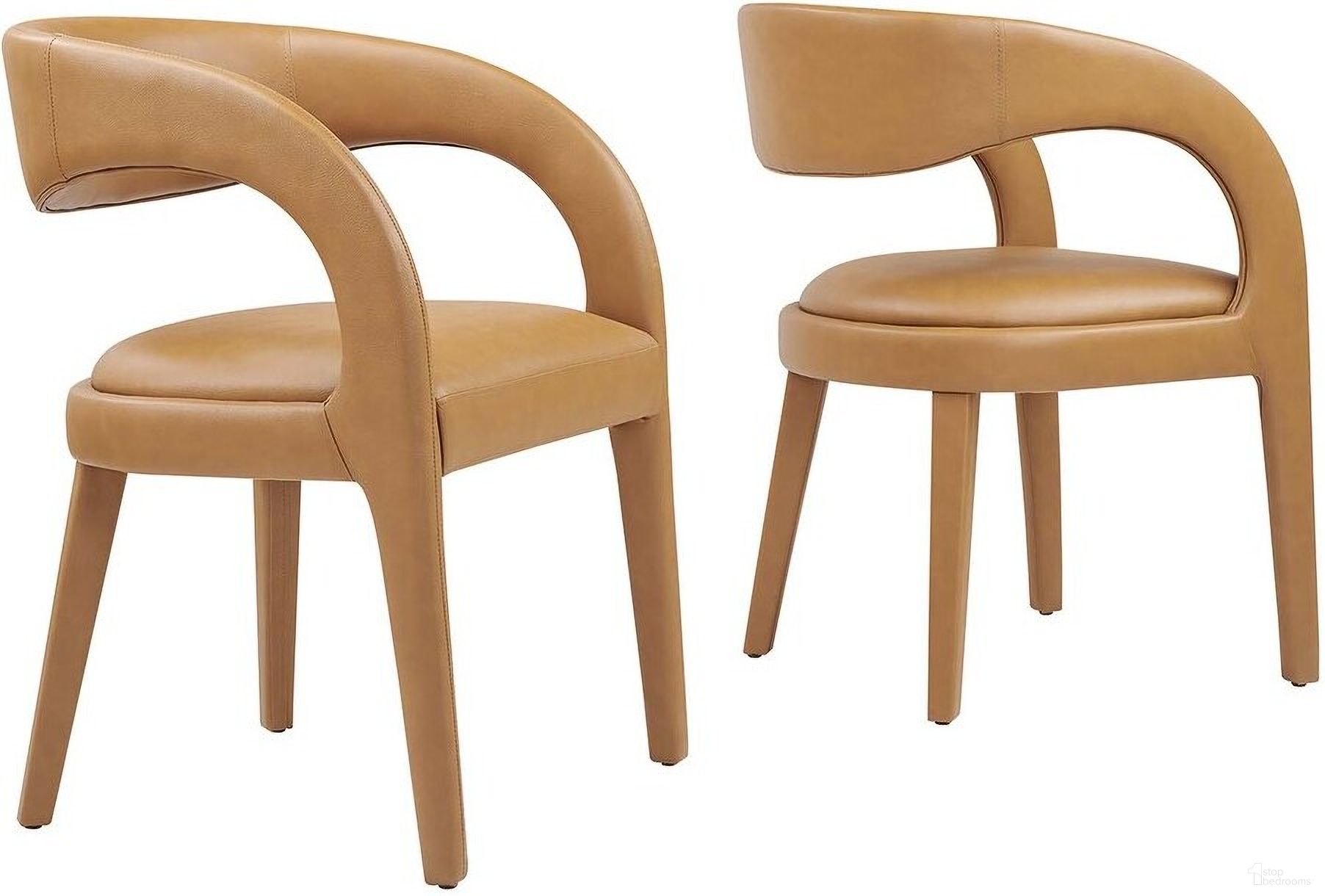 Pinnacle Vegan Leather Dining Chair Set of 2 In Tan