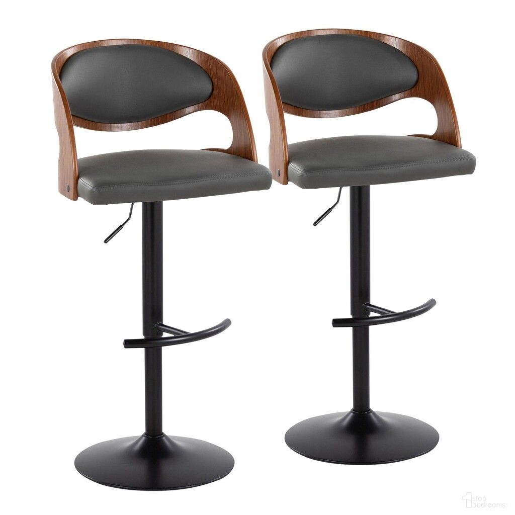 The appearance of Pino Adjustable Barstool Set of 2 In Black Walnut designed by Lumisource in the transitional interior design. This black walnut piece of furniture  was selected by 1StopBedrooms from Pino Collection to add a touch of cosiness and style into your home. Sku: BS-PINOPU-RNT2 BKWLGY2. Material: Wood.
