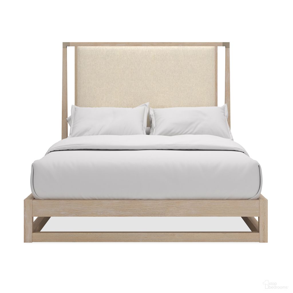 The appearance of Pinstripe Light Queen Upholstered Bed In Natural designed by Caracole in the modern / contemporary interior design. This natural piece of furniture  was selected by 1StopBedrooms from Pinstripe Collection to add a touch of cosiness and style into your home. Sku: CLA-424-102F;CLA-424-102H;CLA-424-102R. Bed Size: Queen. Material: Oak. Bed Type: Upholstered Bed.
