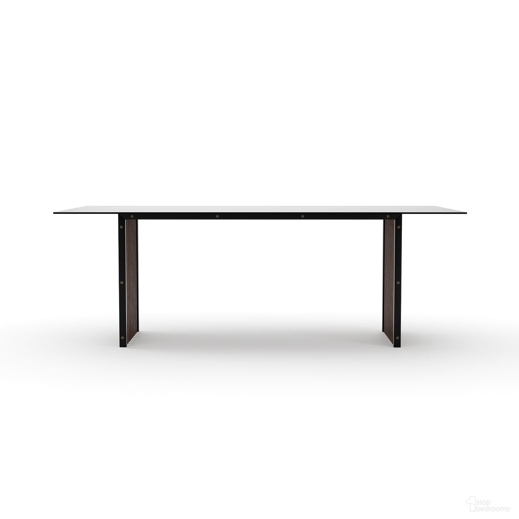 Pinstripe Slatted Dining Table In Dark Chocolate