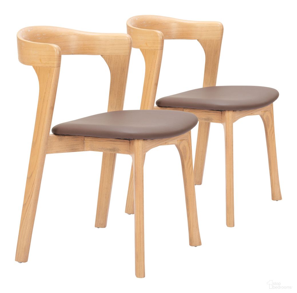 Pioro Dining Chair Set of 2 In Brown and Natural