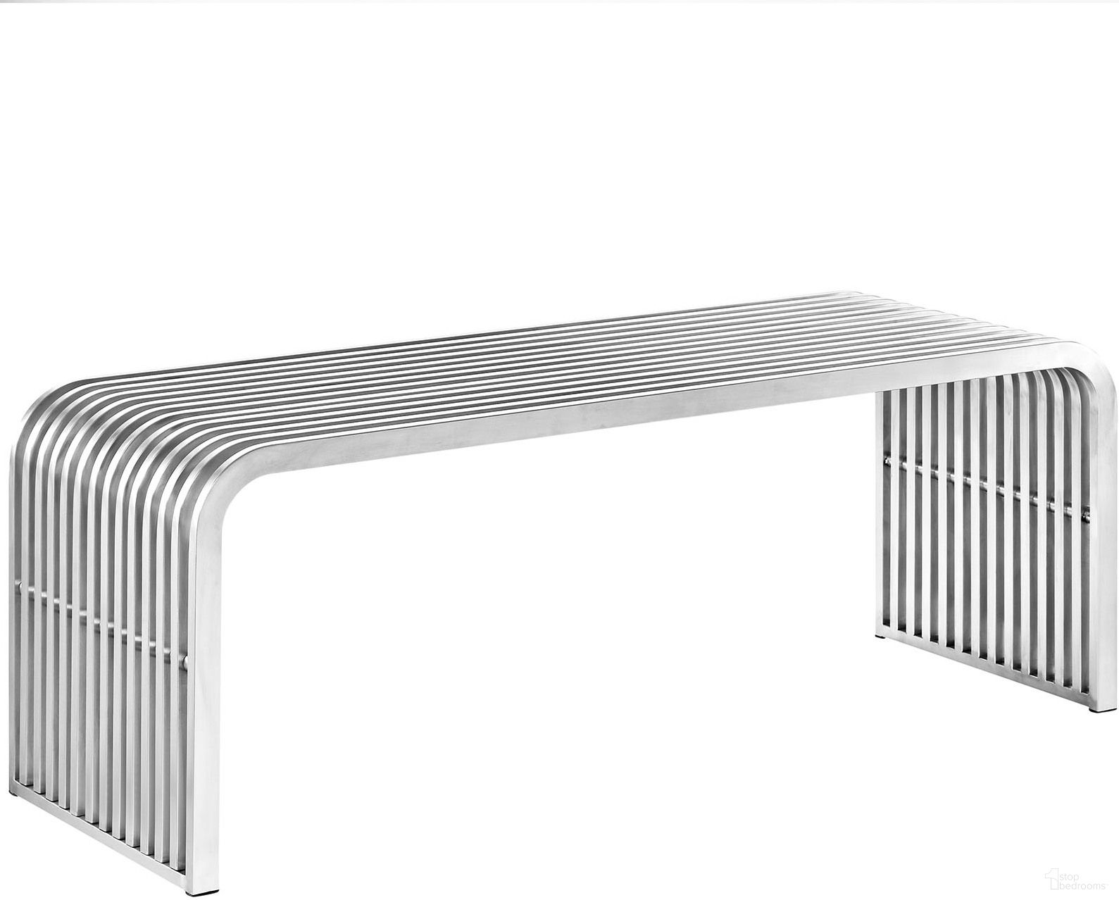 Pipe Silver 47 Inch Stainless Steel Bench