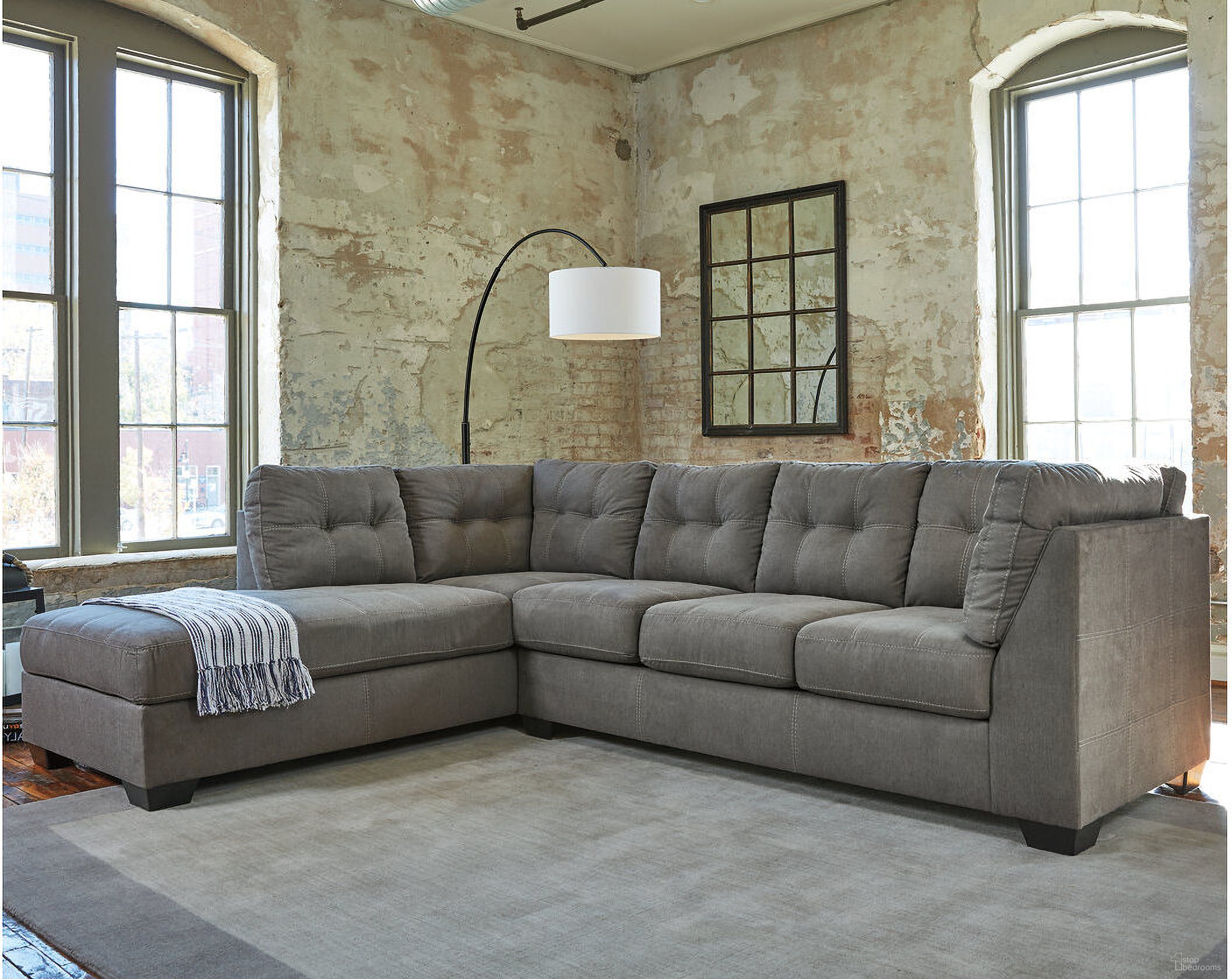 The appearance of Pitkin 2-Piece Sectional with Chaise In Slate designed by Signature Design by Ashley in the modern / contemporary interior design. This slate piece of furniture was selected by 1StopBedrooms from Pitkin Collection to add a touch of cosiness and style into your home. Sku: 3492716;3492767. Material: Nylon.