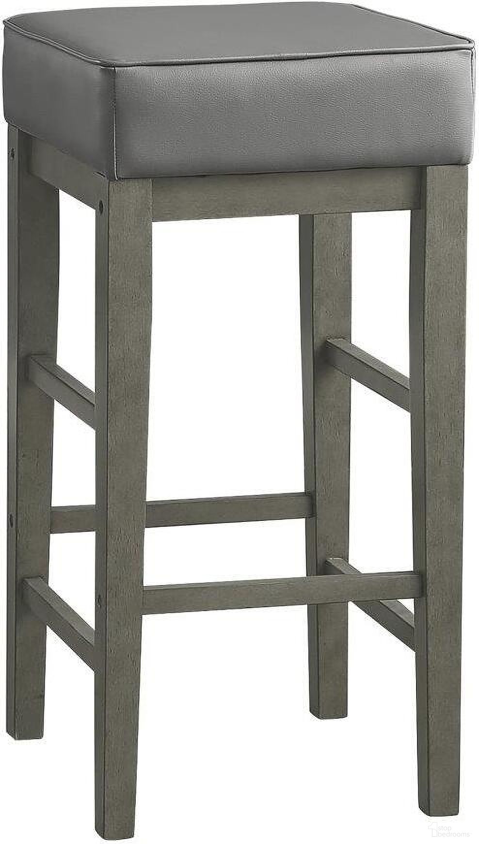 The appearance of Pittsville Antique Gray Pub Height Stool Set Of 2 designed by Homelegance in the transitional interior design. This gray piece of furniture was selected by 1StopBedrooms from Pittsville Collection to add a touch of cosiness and style into your home. Sku: 5684GY-29. Material: Faux Leather.