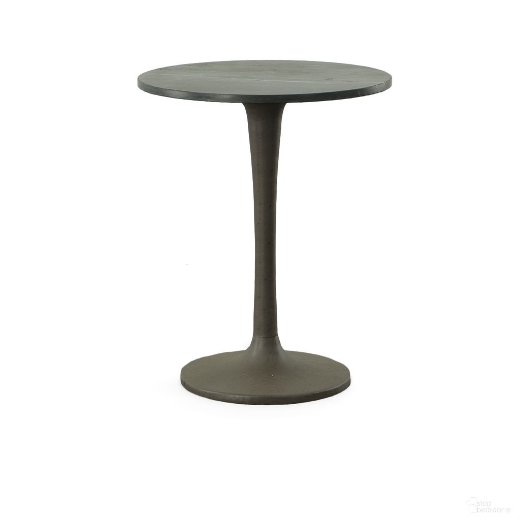 Piuma Marble Top Accent Table In Black Top and Industrial Base