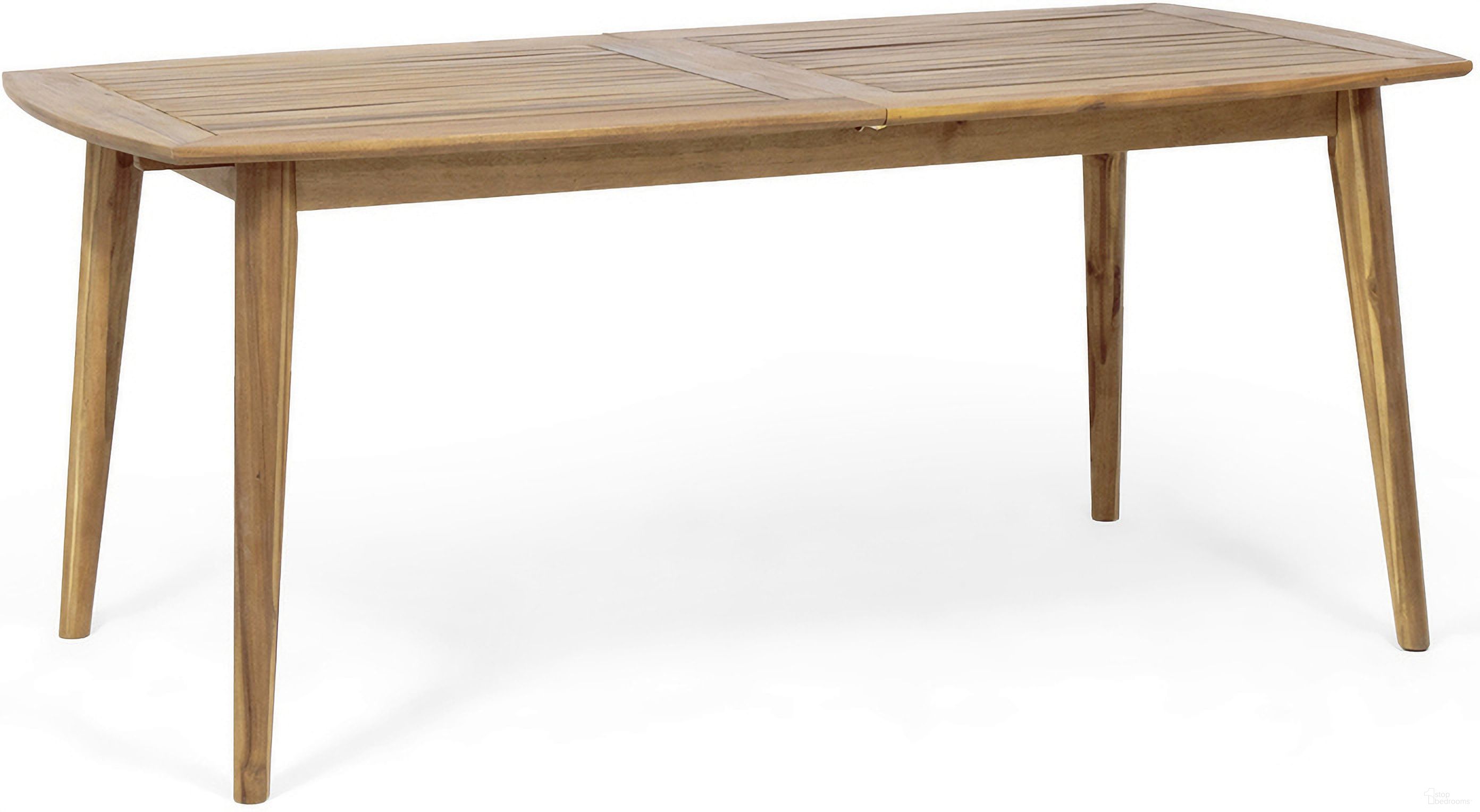 Placidity Outdoor Expandable Dining Table with Slatted Tabletop and Tapered Legs In Brown