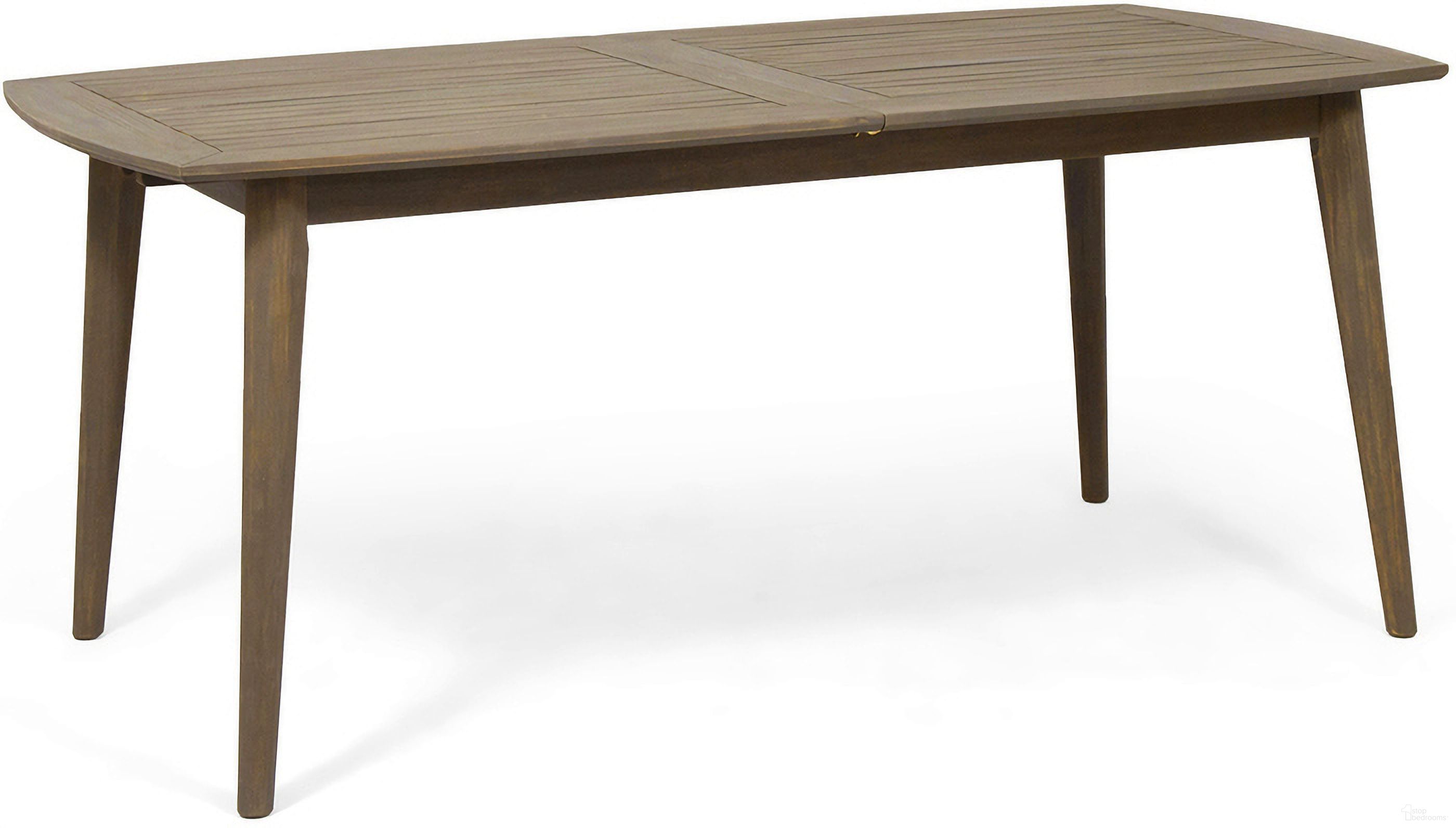 Placidity Outdoor Expandable Dining Table with Slatted Tabletop and Tapered Legs In Grey