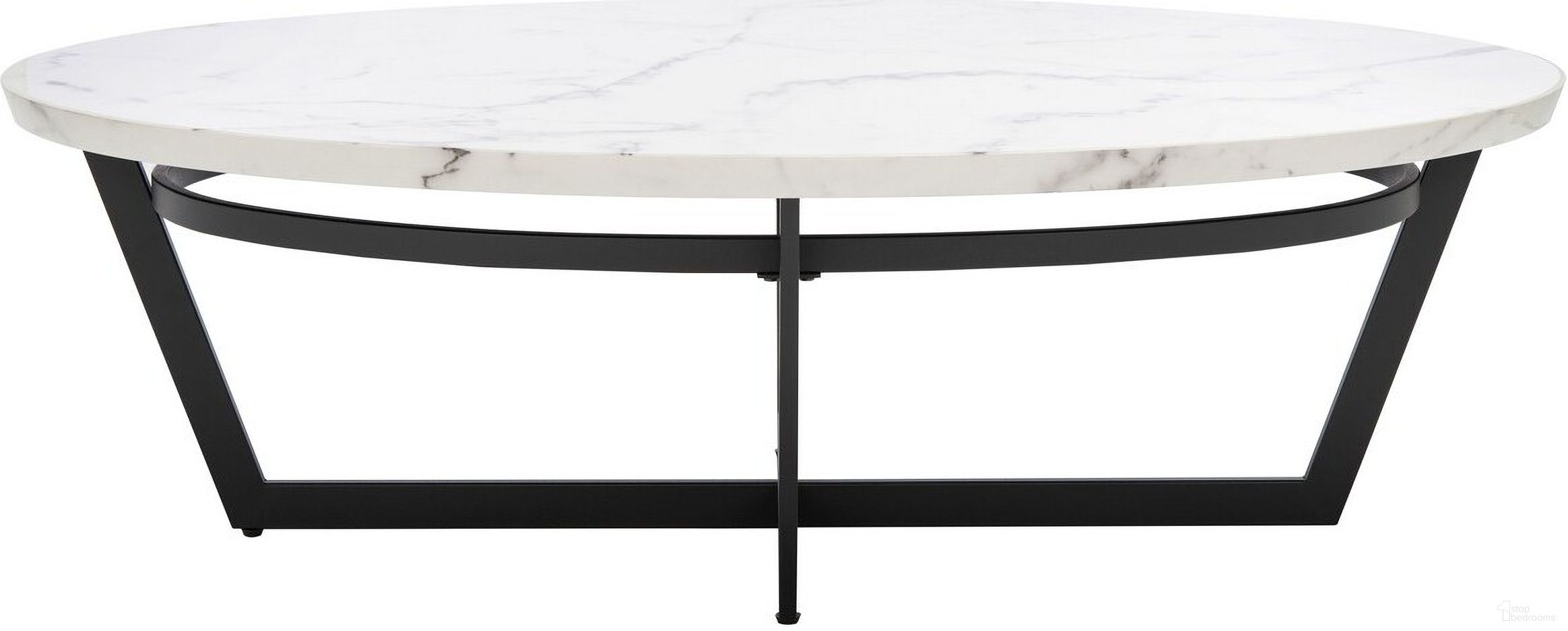 Placido Oval Coffee Table in White Marble