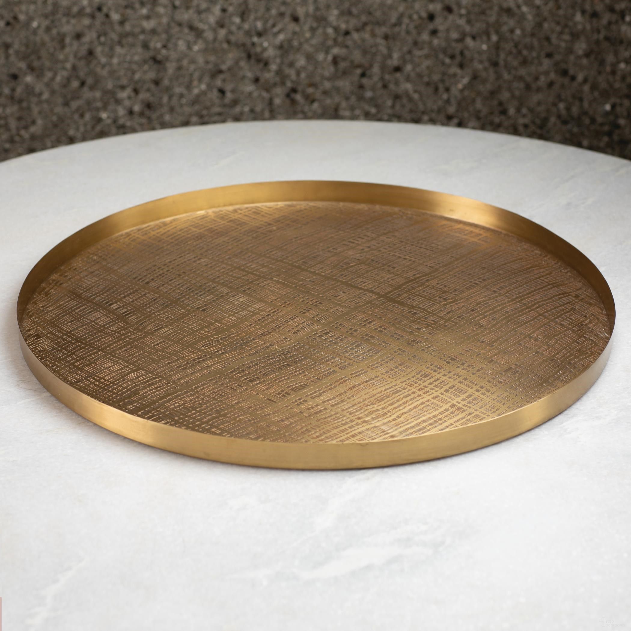 The appearance of Plaid Etched Tray In Antique Brass designed by Global Views in the modern / contemporary interior design. This brass piece of furniture was selected by 1StopBedrooms from Plaid Collection to add a touch of cosiness and style into your home. Sku: 791055. Material: Brass.