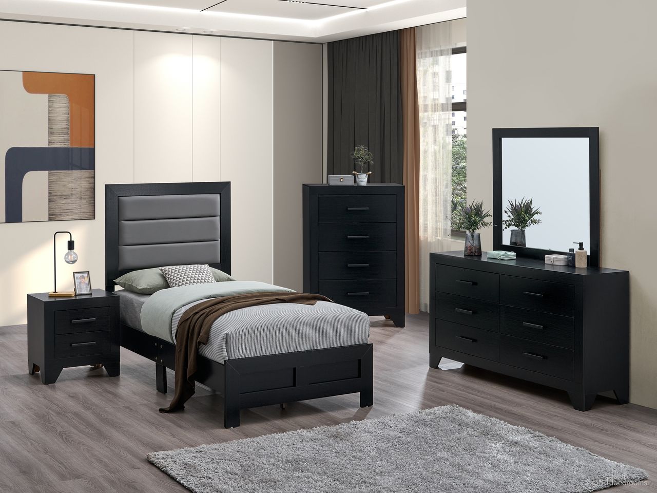 Plano Youth Bedroom Set In Black