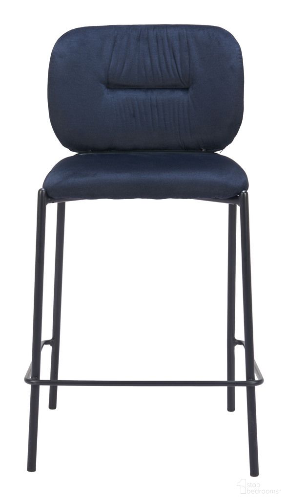 The appearance of Plat Counter Stool Set of 2 In Blue designed by Zuo Modern in the modern / contemporary interior design. This blue piece of furniture was selected by 1StopBedrooms from Plat Collection to add a touch of cosiness and style into your home. Sku: 110341. Material: Polyester.