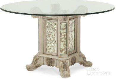 The appearance of Platine de Royale Champagne Dining Table designed by Michael Amini in the traditional interior design. This champagne piece of furniture was selected by 1StopBedrooms from Platine De Royale Collection to add a touch of cosiness and style into your home. Sku: GL54TE;N09001-201. Table Base Style: Pedestal. Table Top Shape: Round. Size: 54".