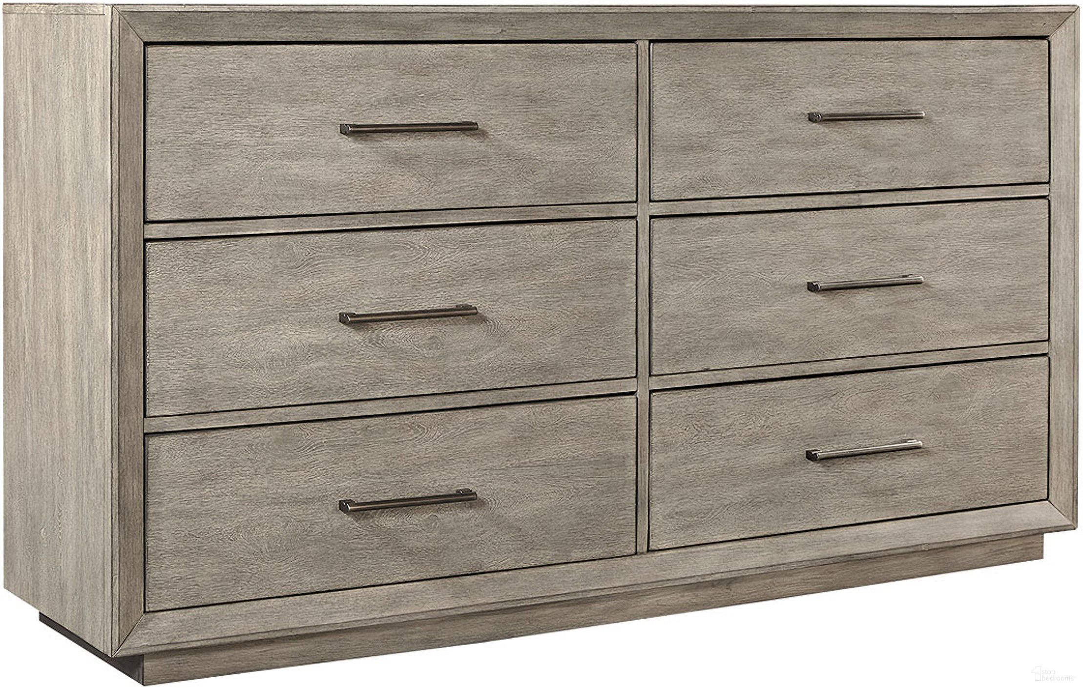 The appearance of Platinum Dresser In Grey Linen designed by Aspenhome in the modern / contemporary interior design. This grey linen piece of furniture  was selected by 1StopBedrooms from Platinum Collection to add a touch of cosiness and style into your home. Sku: I251-453-3. Material: Wood.