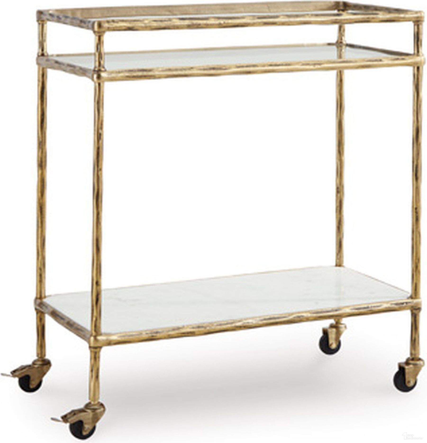 Plattfield Bar Cart In Antique Gold
