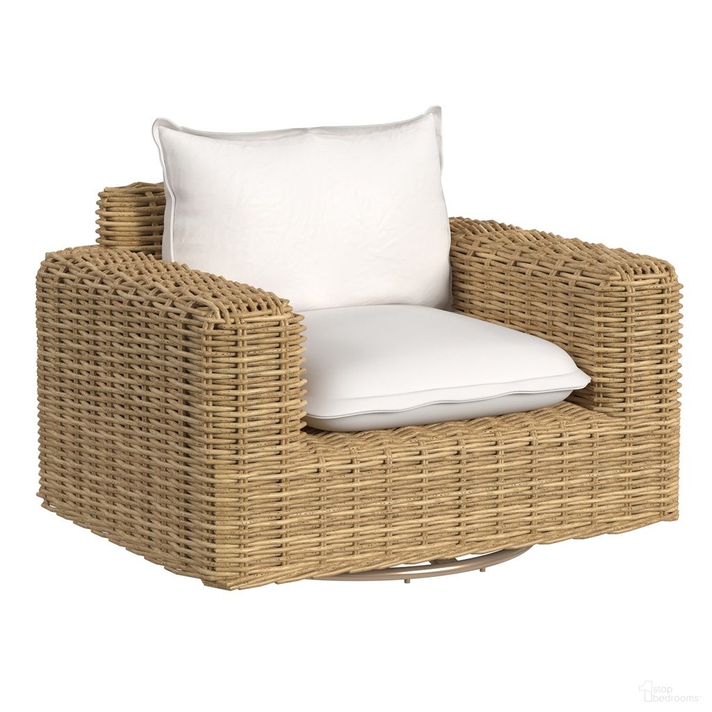The appearance of Playa Oversized Swivel Club Chair in Soothe Pearl designed by Sunset West in the transitional interior design. This soothe pearl piece of furniture was selected by 1StopBedrooms from Playa Collection to add a touch of cosiness and style into your home. Sku: SW7001-215S-PR-STKIT. Material: Resin Wicker.