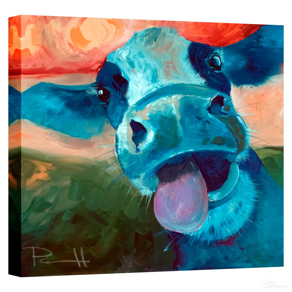 Playful Blue Cow Whimsy Canvas Wall Art In Multi