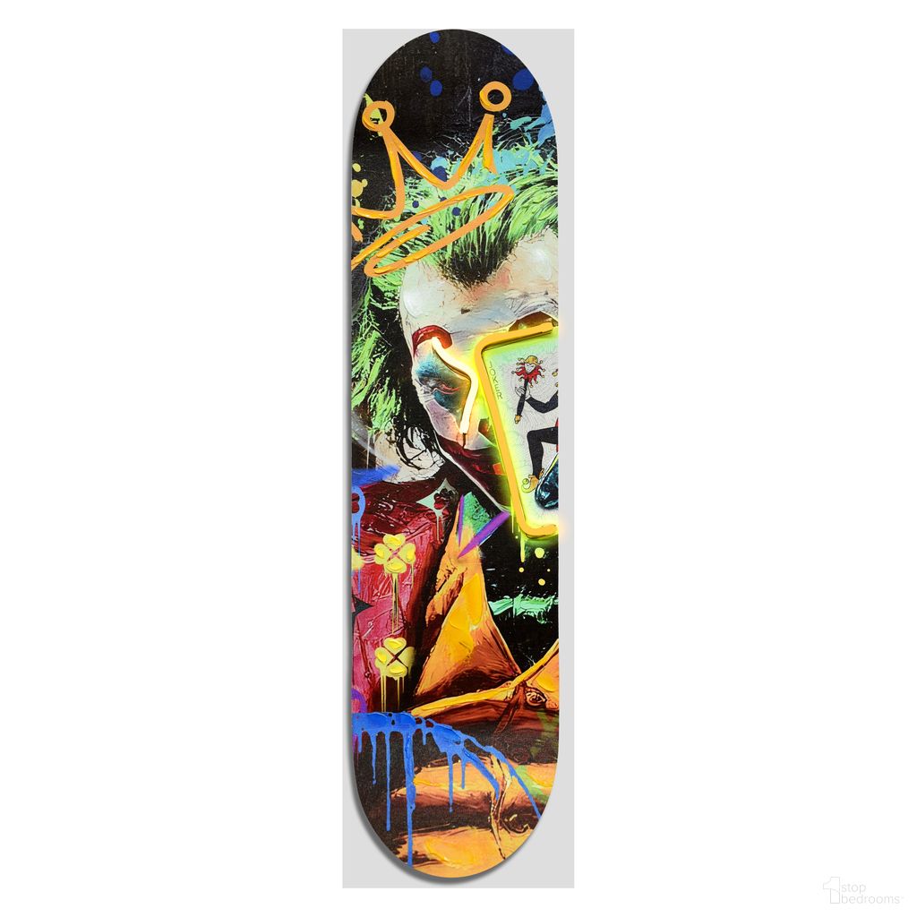 Playful Neon Joker-Inspired Urban Skateboard Art Neon Wall Art In Multi