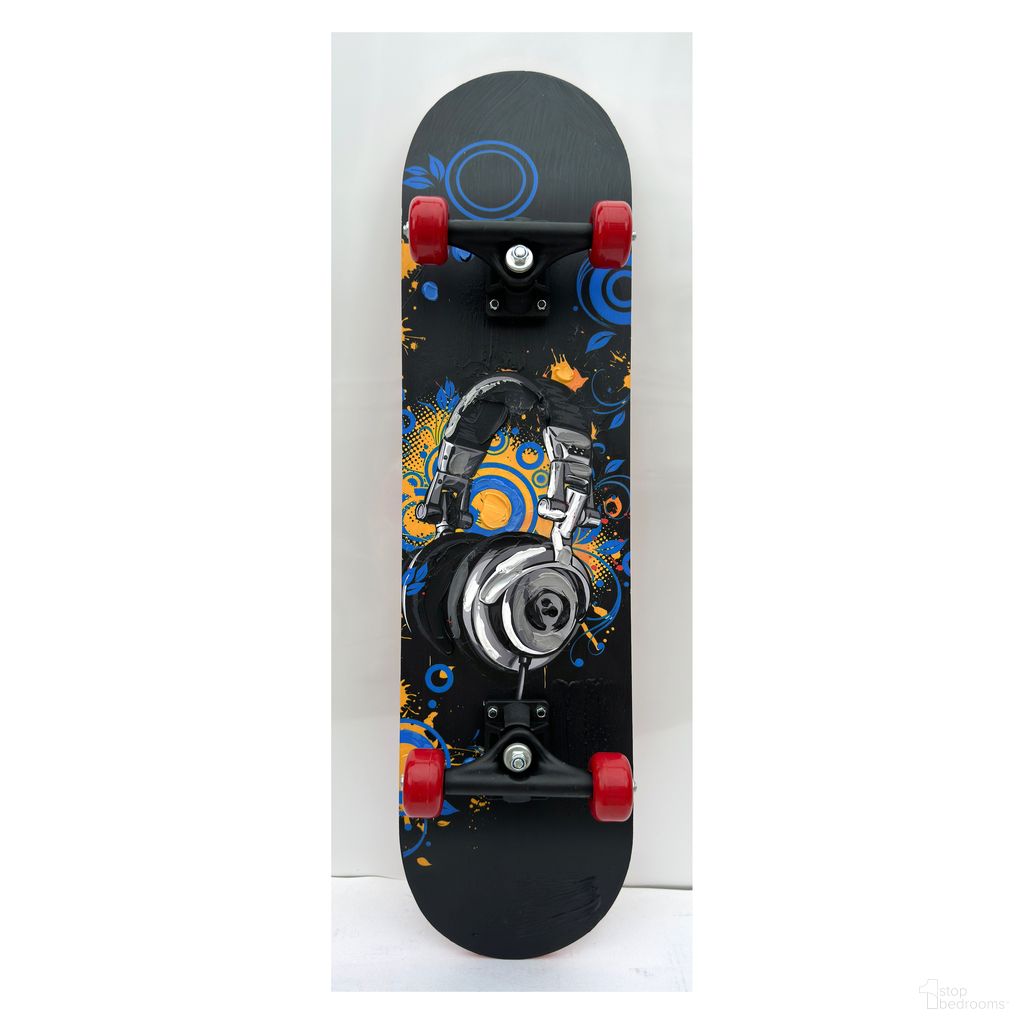 Playful Skateboard with Headphone Design Decko - Board Wall Art In Multi