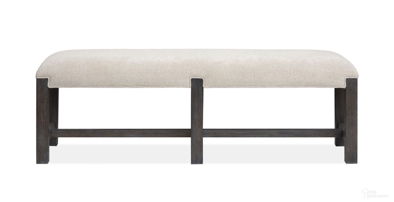 The appearance of Plum Creek Bench In Ravenwood Black designed by Magnussen in the coastal interior design. This ravenwood black piece of furniture  was selected by 1StopBedrooms from Plum Creek Collection to add a touch of cosiness and style into your home. Sku: D5990-68. Material: Oak Veneer.
