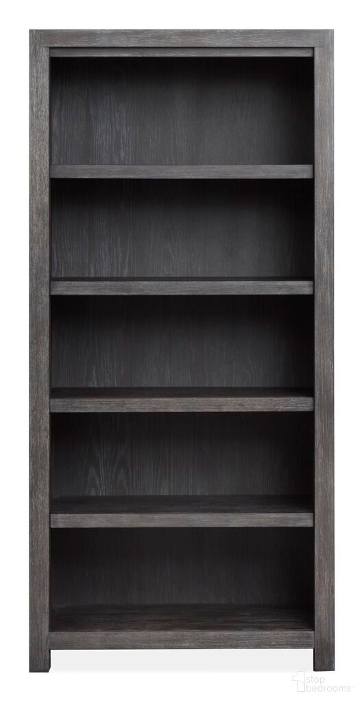 The appearance of Plum Creek Bookcase In Ravenwood Black designed by Magnussen in the coastal interior design. This ravenwood black piece of furniture  was selected by 1StopBedrooms from Plum Creek Collection to add a touch of cosiness and style into your home. Sku: H5990-20. Material: Veneer.