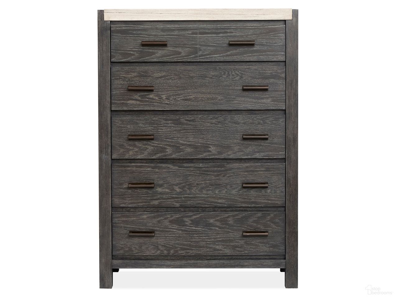 The appearance of Plum Creek Drawer Chest In Ravenwood Black designed by Magnussen in the coastal interior design. This ravenwood black piece of furniture  was selected by 1StopBedrooms from Plum Creek Collection to add a touch of cosiness and style into your home. Sku: B5990-10. Material: Oak Veneer.