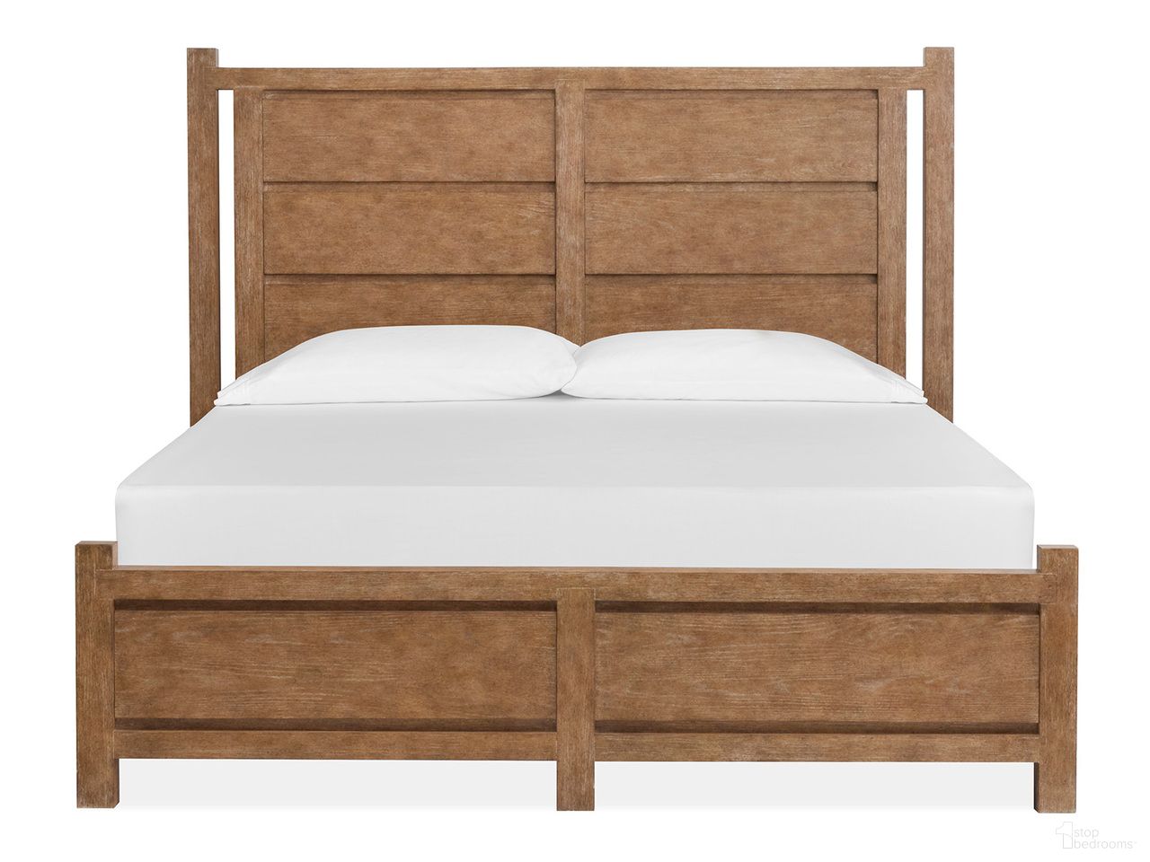 The appearance of Plum Creek King Panel Bed In Sierra Brown designed by Magnussen in the coastal interior design. This sierra brown piece of furniture  was selected by 1StopBedrooms from Plum Creek Collection to add a touch of cosiness and style into your home. Sku: B5768-64H;B5768-64F;B5768-54R. Bed Type: Panel Bed. Bed Size: King. Material: Oak Veneer.