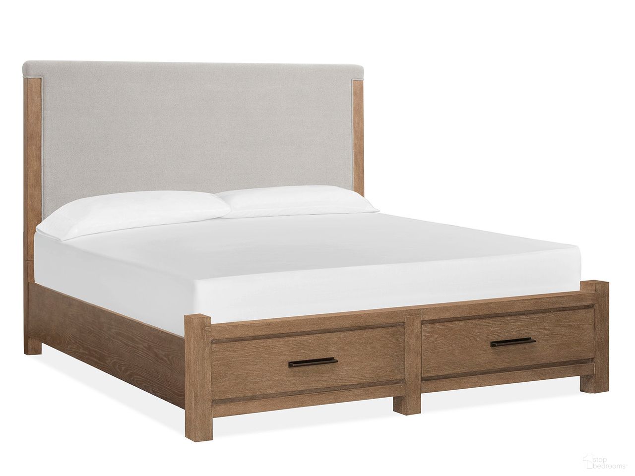 Plum Creek King Upholstered Panel Storage Bed In Sierra Brown