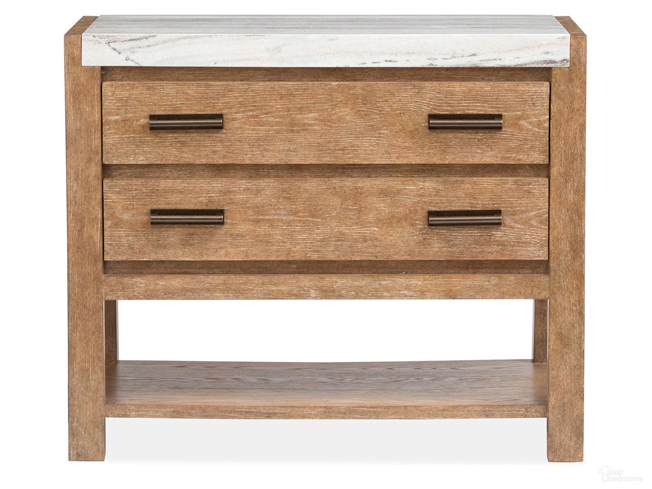The appearance of Plum Creek Open Nightstand In Sierra Brown designed by Magnussen in the coastal interior design. This sierra brown piece of furniture was selected by 1StopBedrooms from Plum Creek Collection to add a touch of cosiness and style into your home. Sku: B5768-05. Material: Oak Veneer.