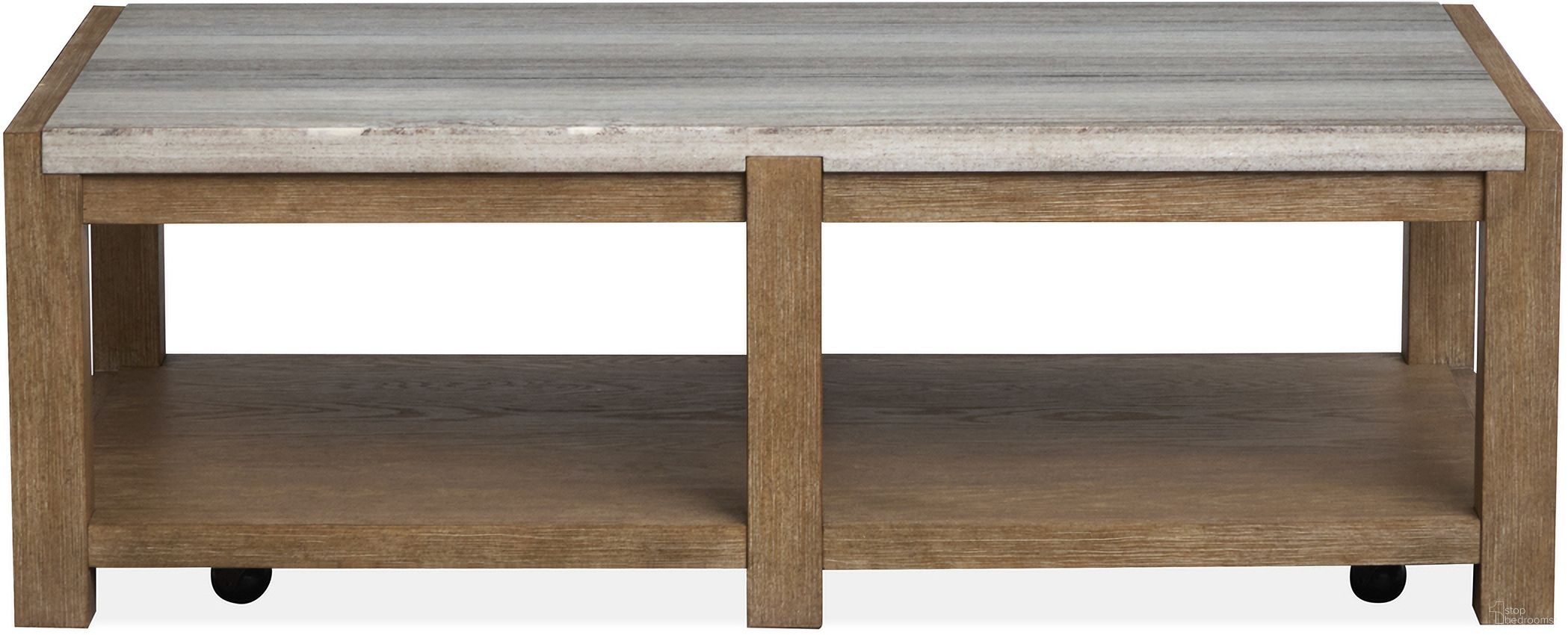 Plum Creek Rectangular Cocktail Table With Casters In Sierra Brown