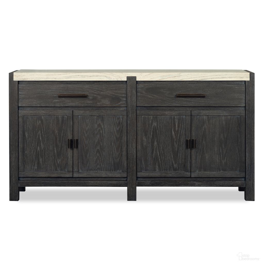 The appearance of Plum Creek Sideboard In Ravenwood Black designed by Magnussen in the coastal interior design. This ravenwood black piece of furniture  was selected by 1StopBedrooms from Plum Creek Collection to add a touch of cosiness and style into your home. Sku: D5990-12. Material: Oak Veneer.