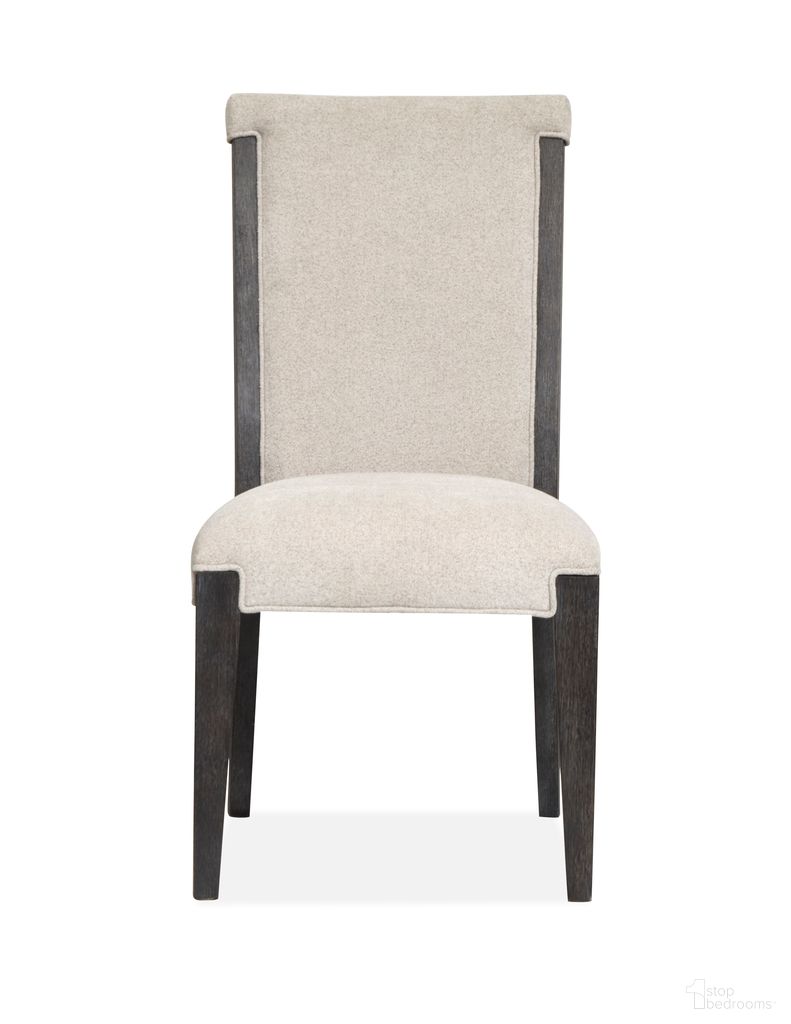The appearance of Plum Creek Upholstered Side Chair Set of 2 In Ravenwood Black designed by Magnussen in the coastal interior design. This ravenwood black piece of furniture was selected by 1StopBedrooms from Plum Creek Collection to add a touch of cosiness and style into your home. Sku: D5990-63. Material: Oak Veneer. Chair Type: Side Chair.